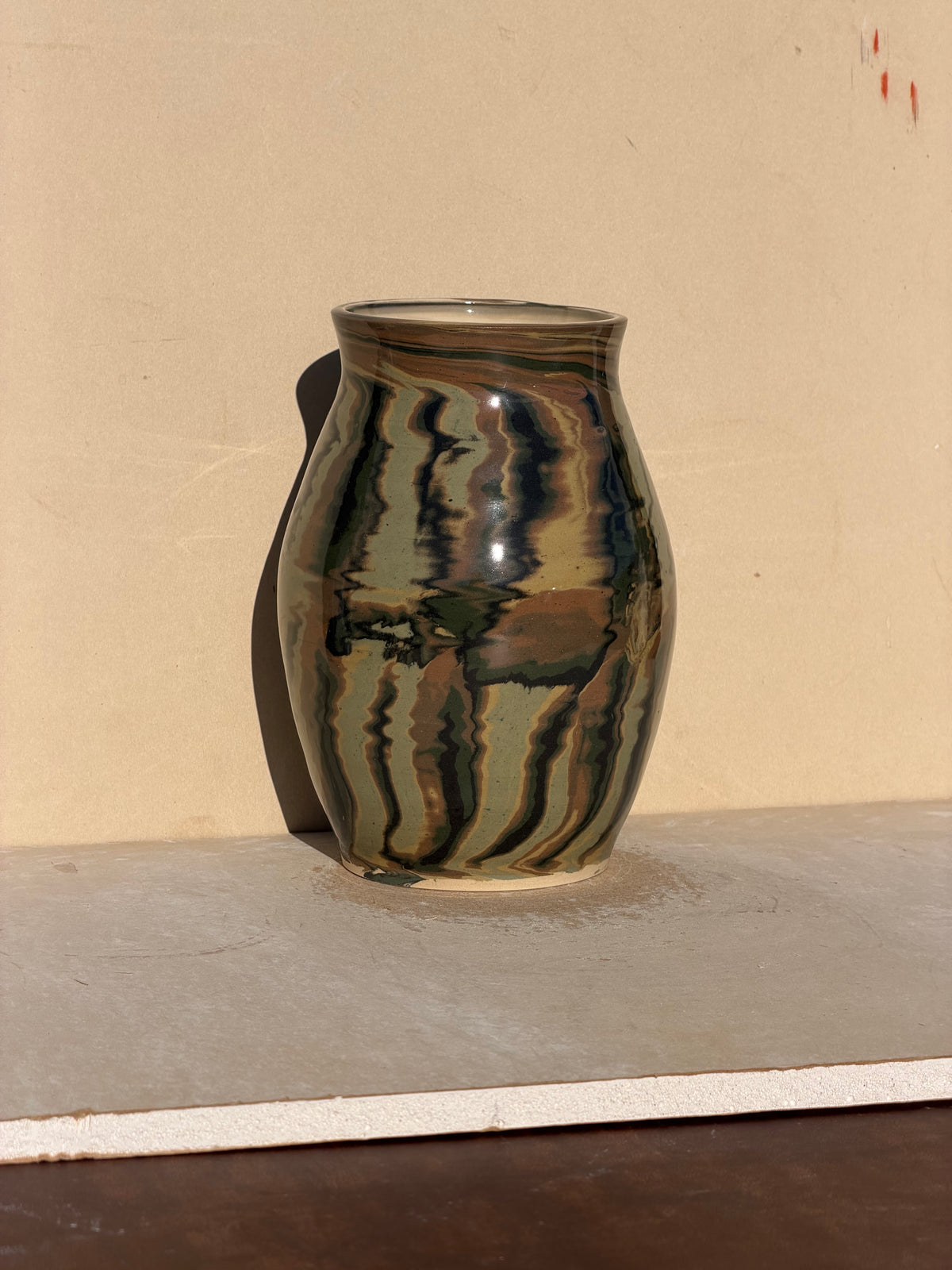 Green Nerikomi vase