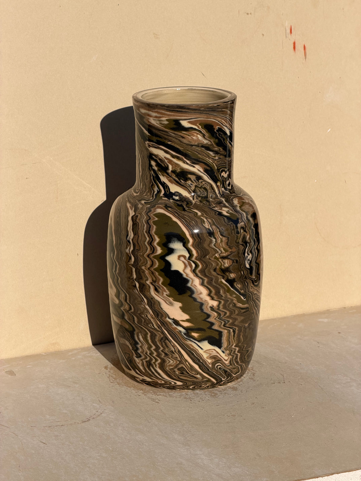 Brown green marbled vase