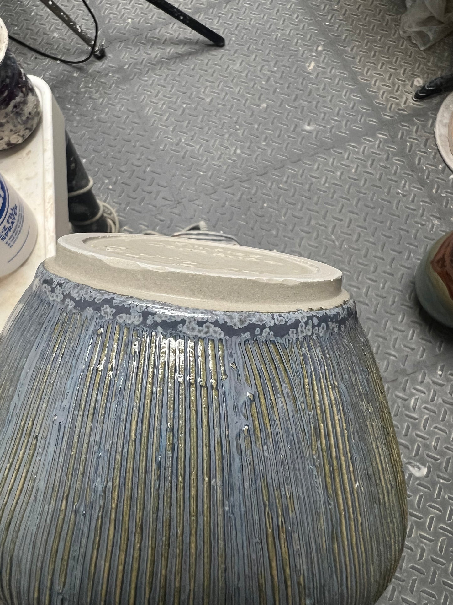 Blue Textured Vase