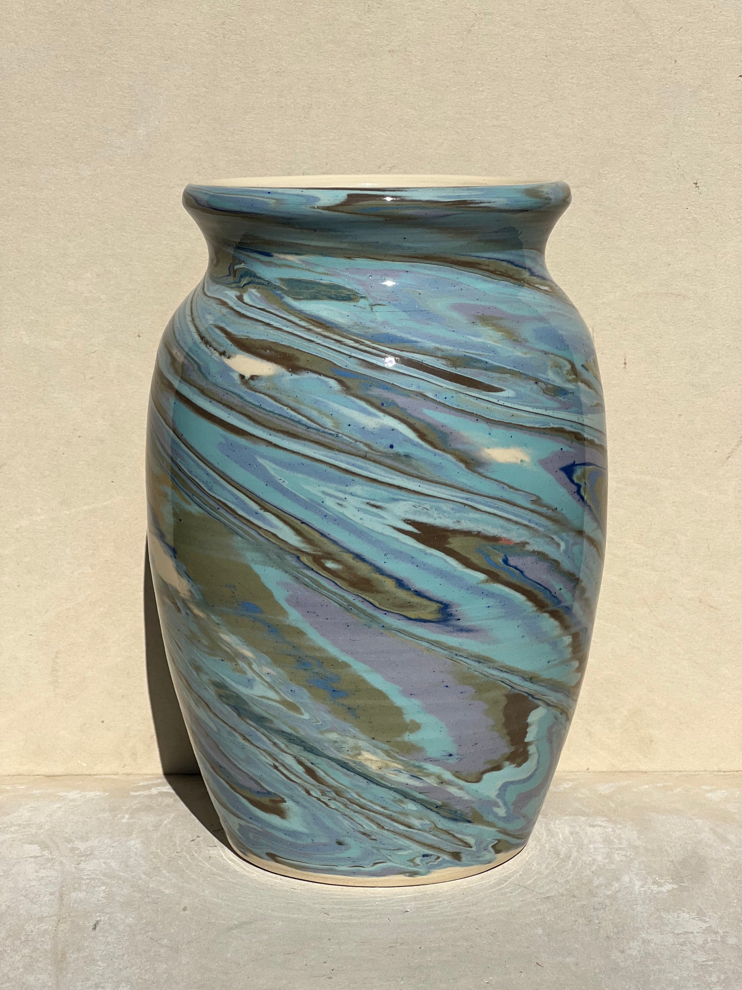 Blue and Green Marbled Vase