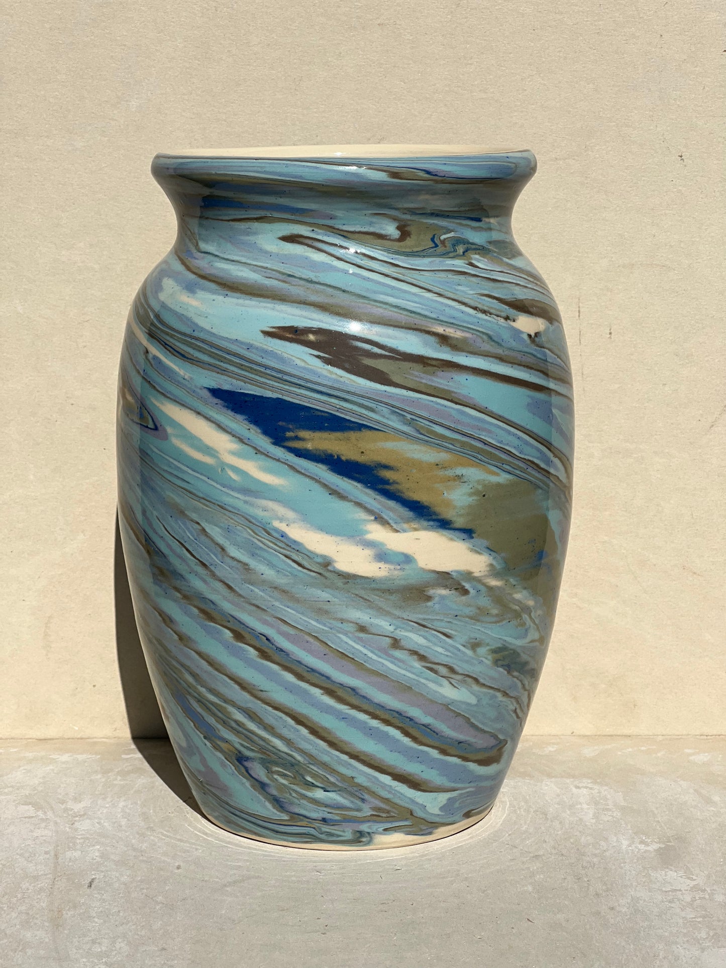 Blue and Green Marbled Vase