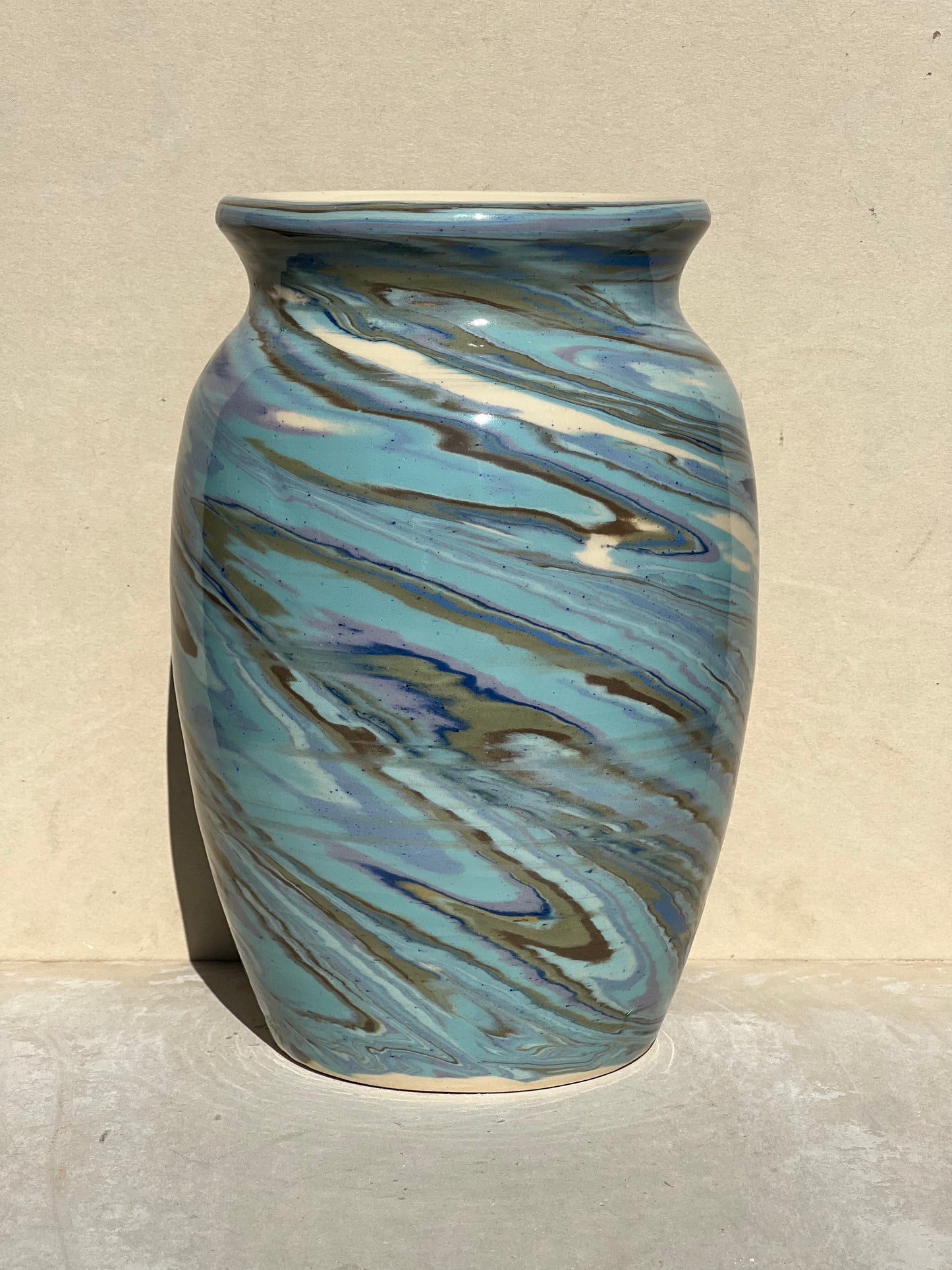 Blue and Green Marbled Vase