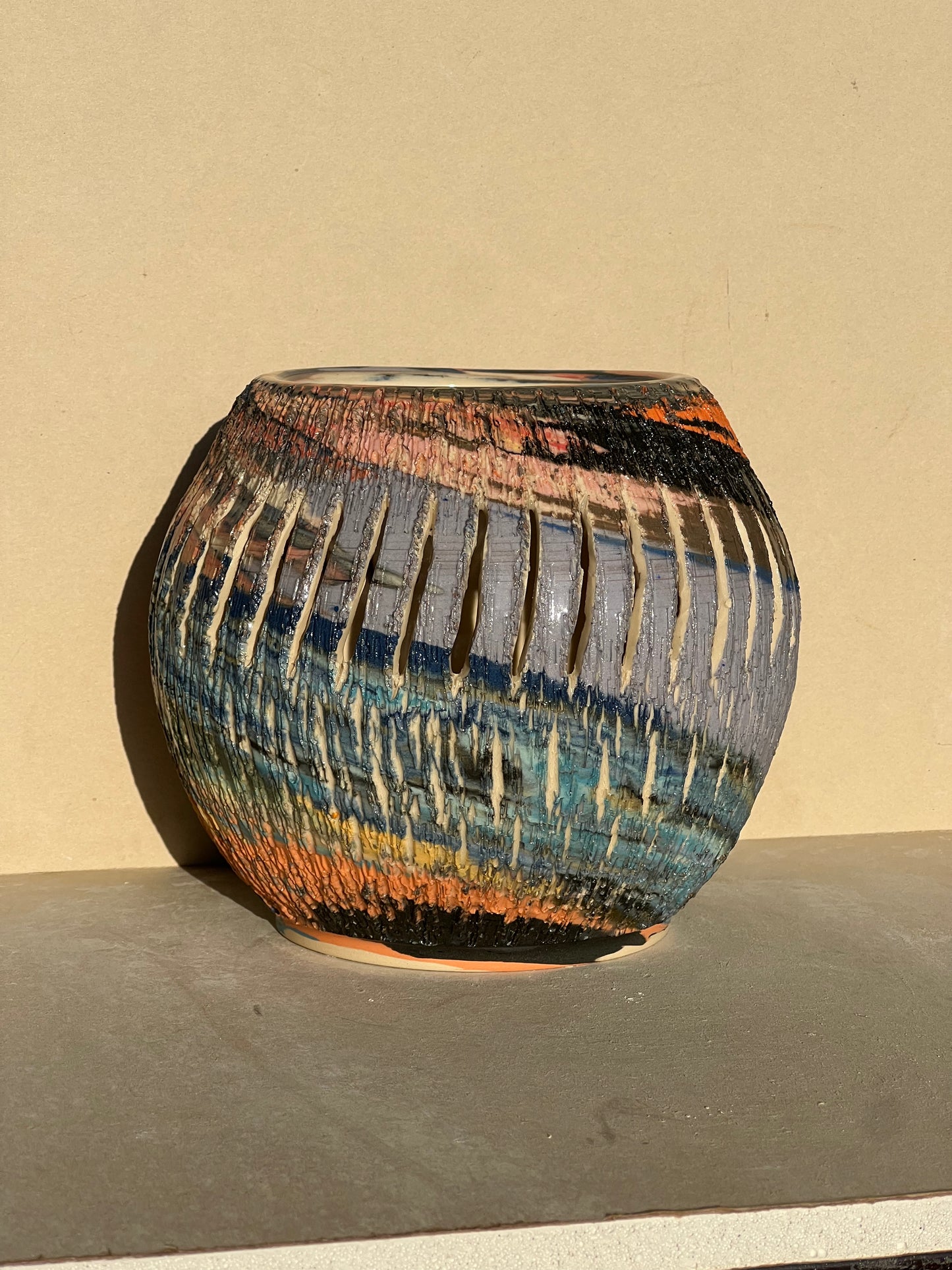 Marbled Vase with Cutouts