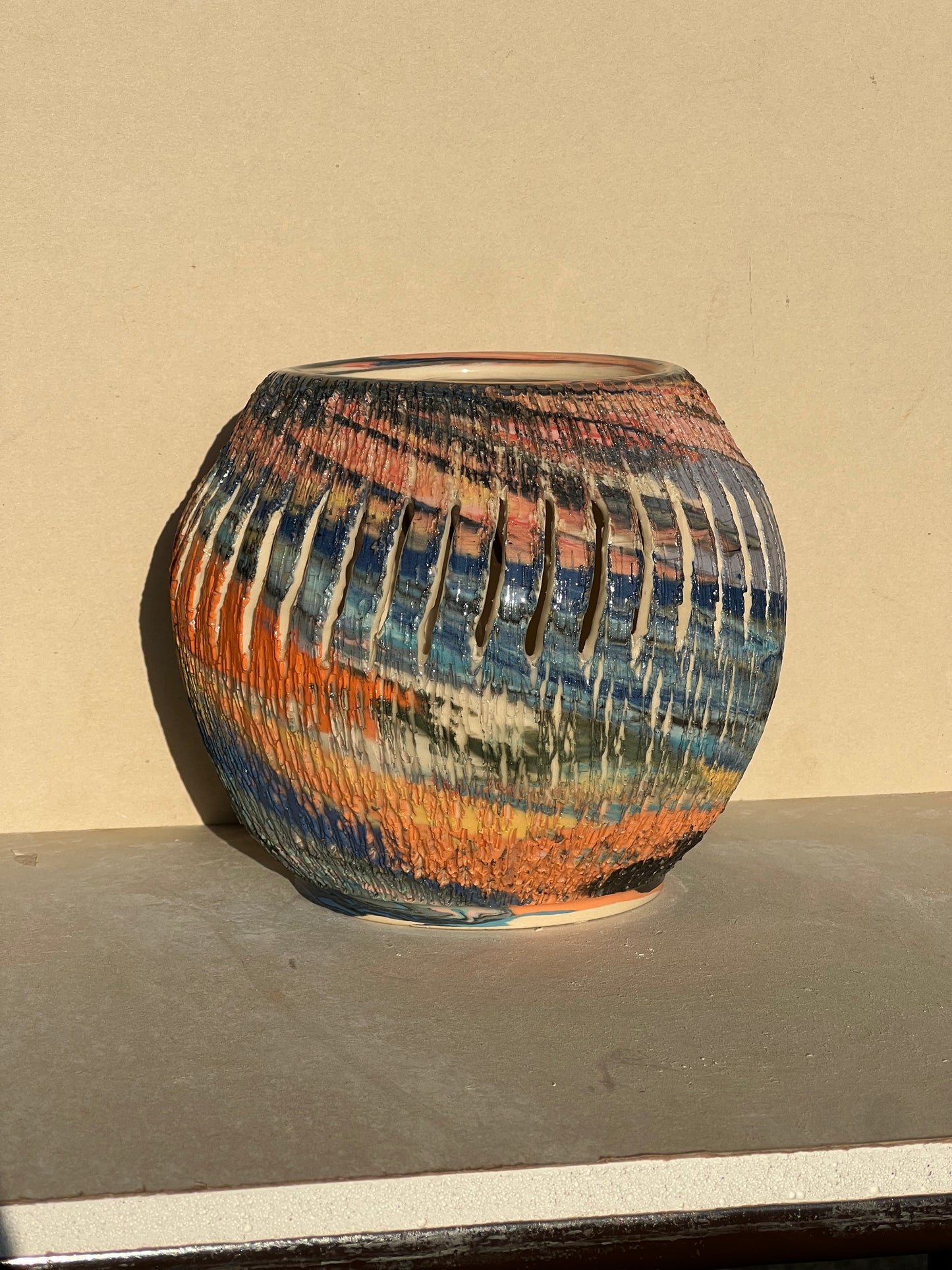 Marbled Vase with Cutouts