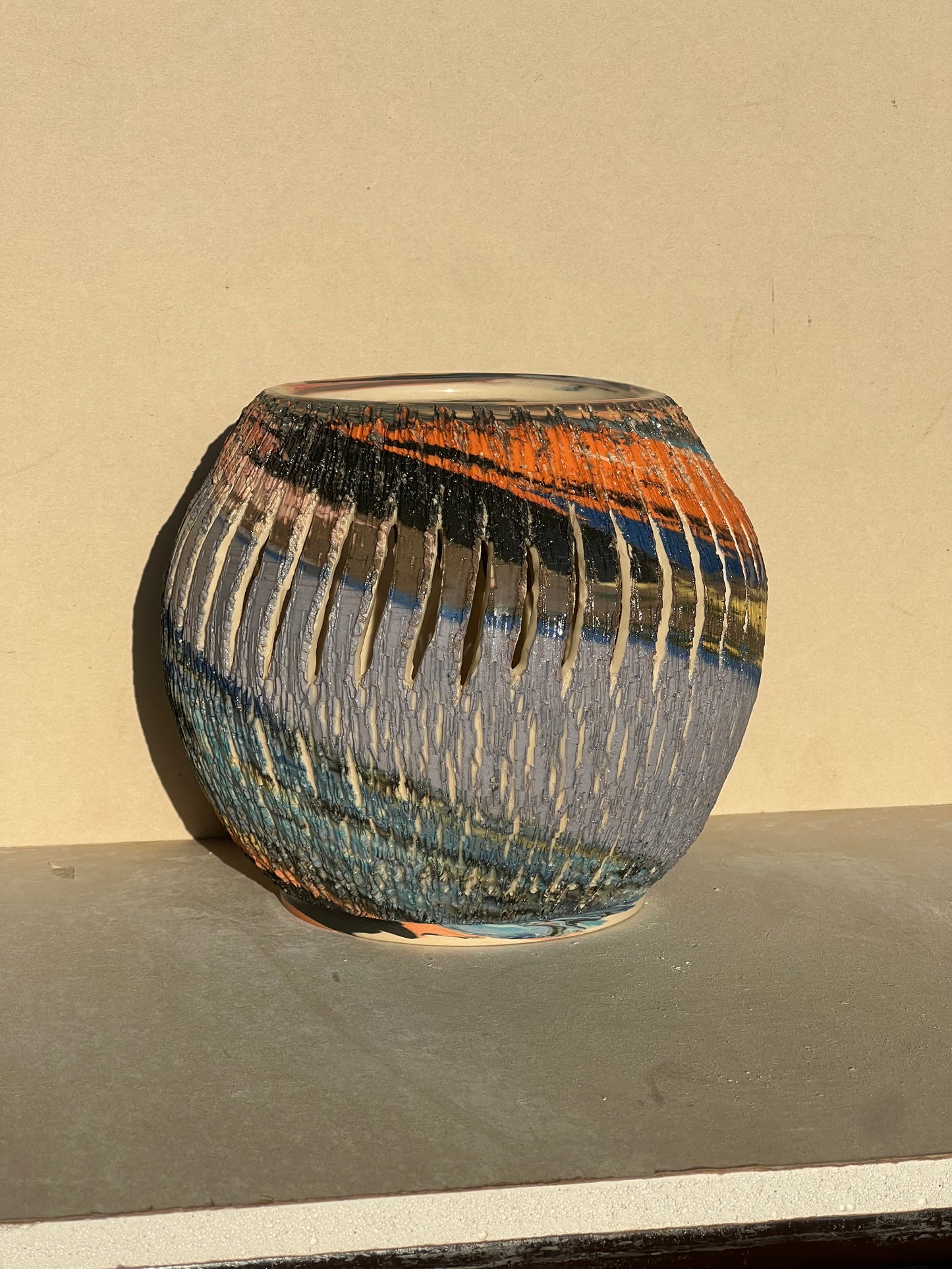 Marbled Vase with Cutouts