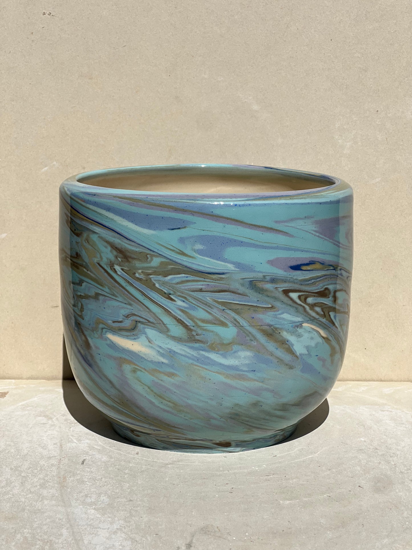 Marbled Nerikomi Blue and Green Planter