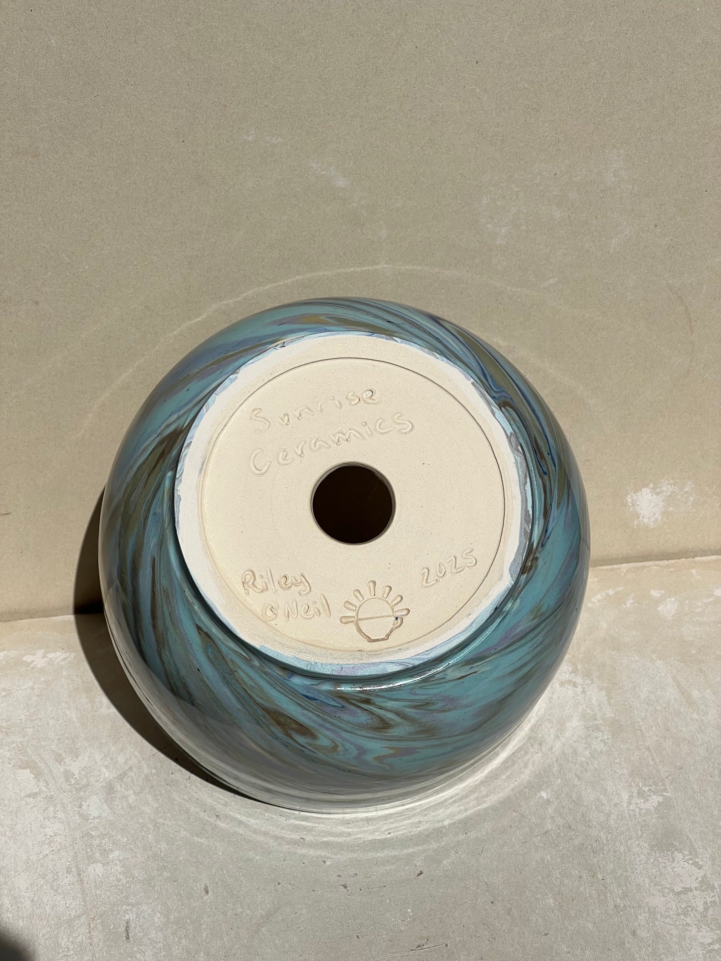 Marbled Nerikomi Blue and Green Planter