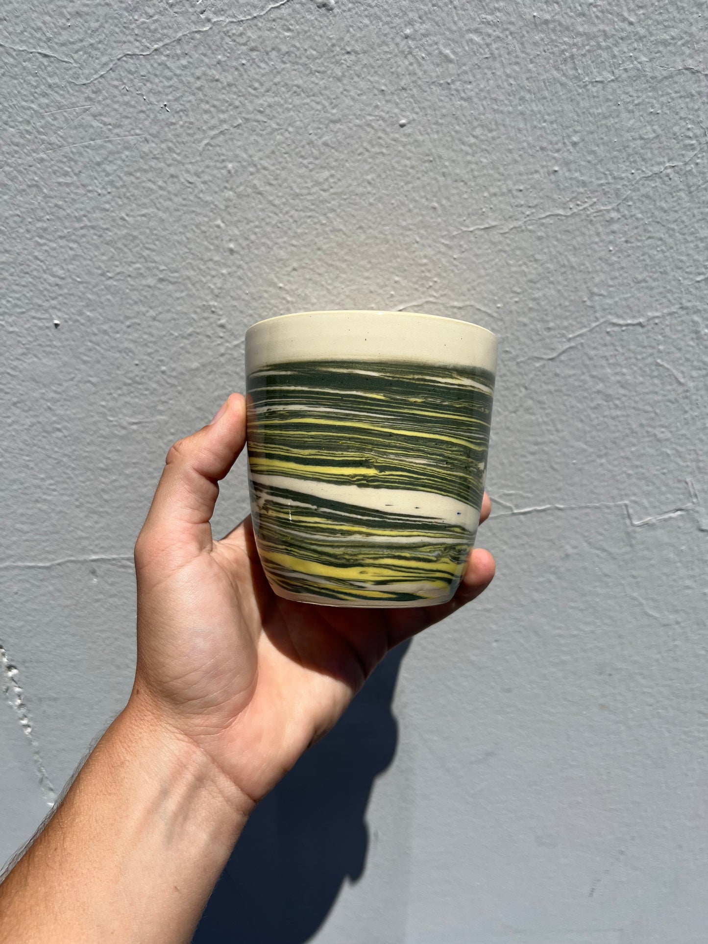 Green and Yellow Nerikomi Cup