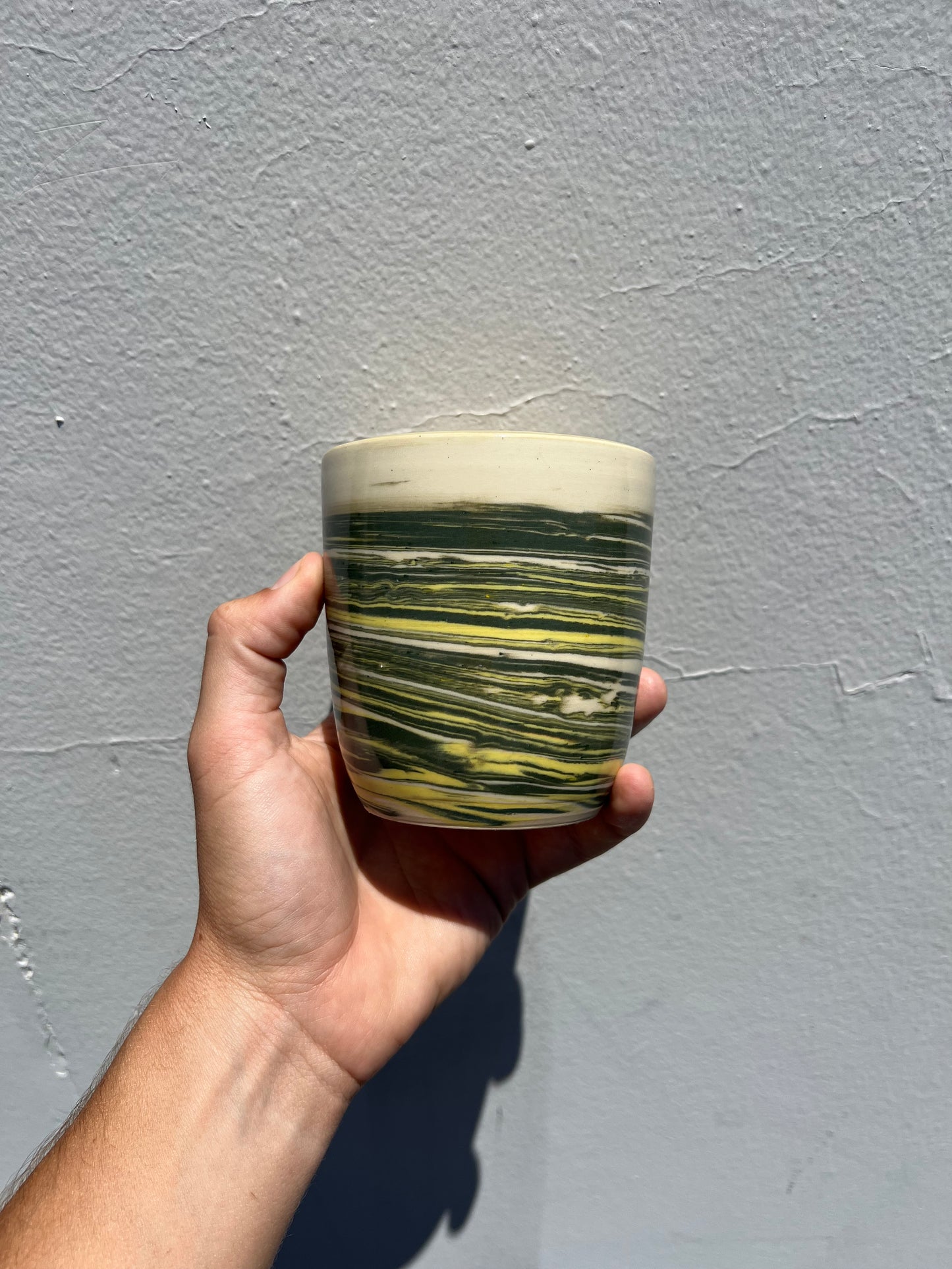 Green and Yellow Nerikomi Cup