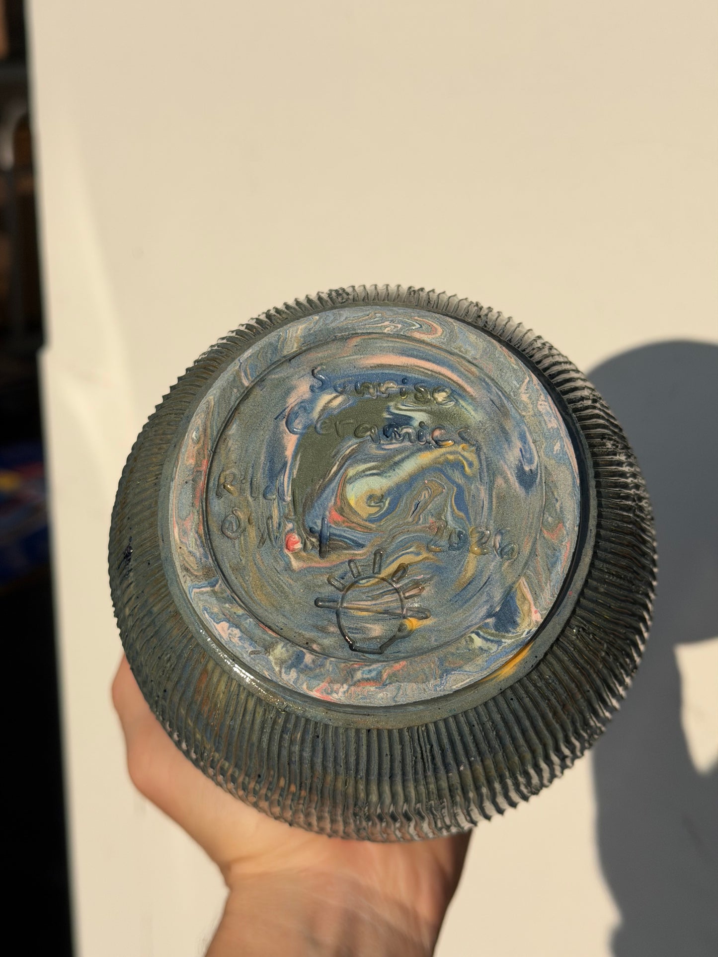 Textured Scrap Colored Clay Vase