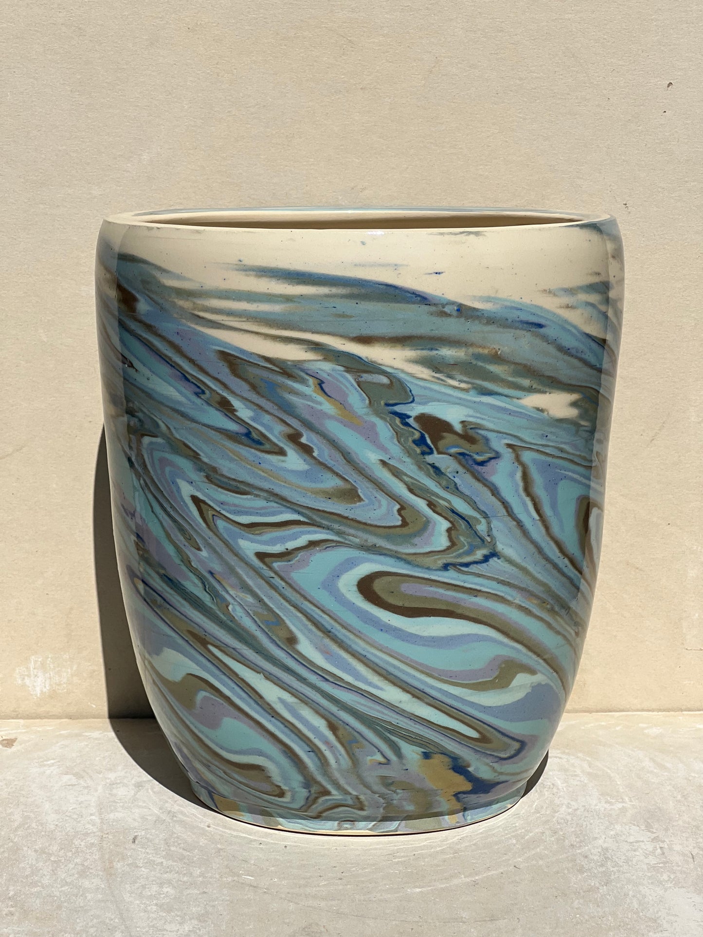 Marbled Nerikomi Blue and Green Planter