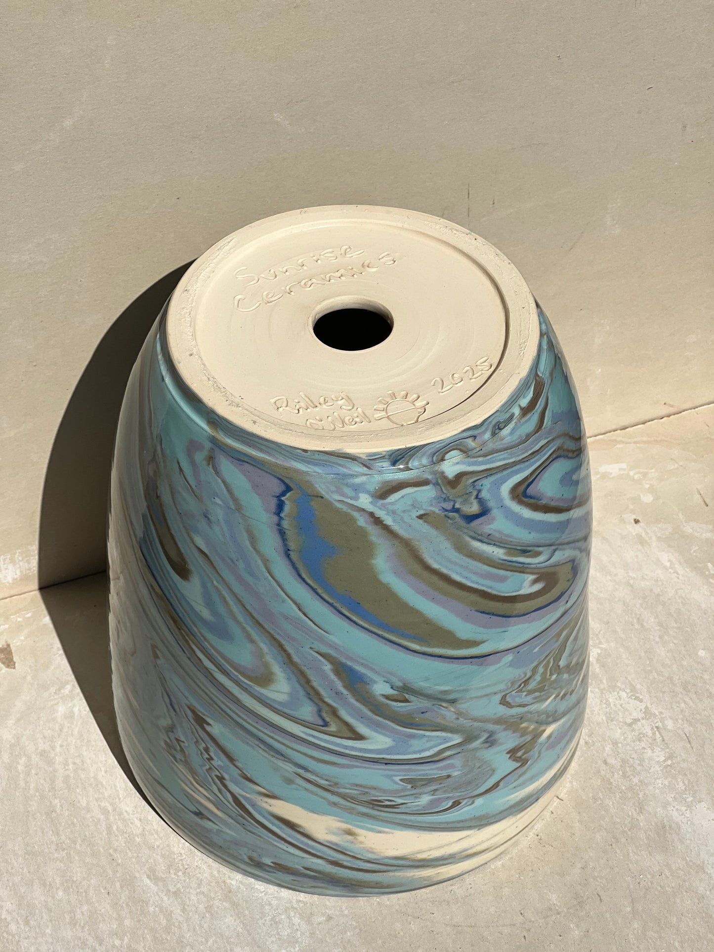 Marbled Nerikomi Blue and Green Planter