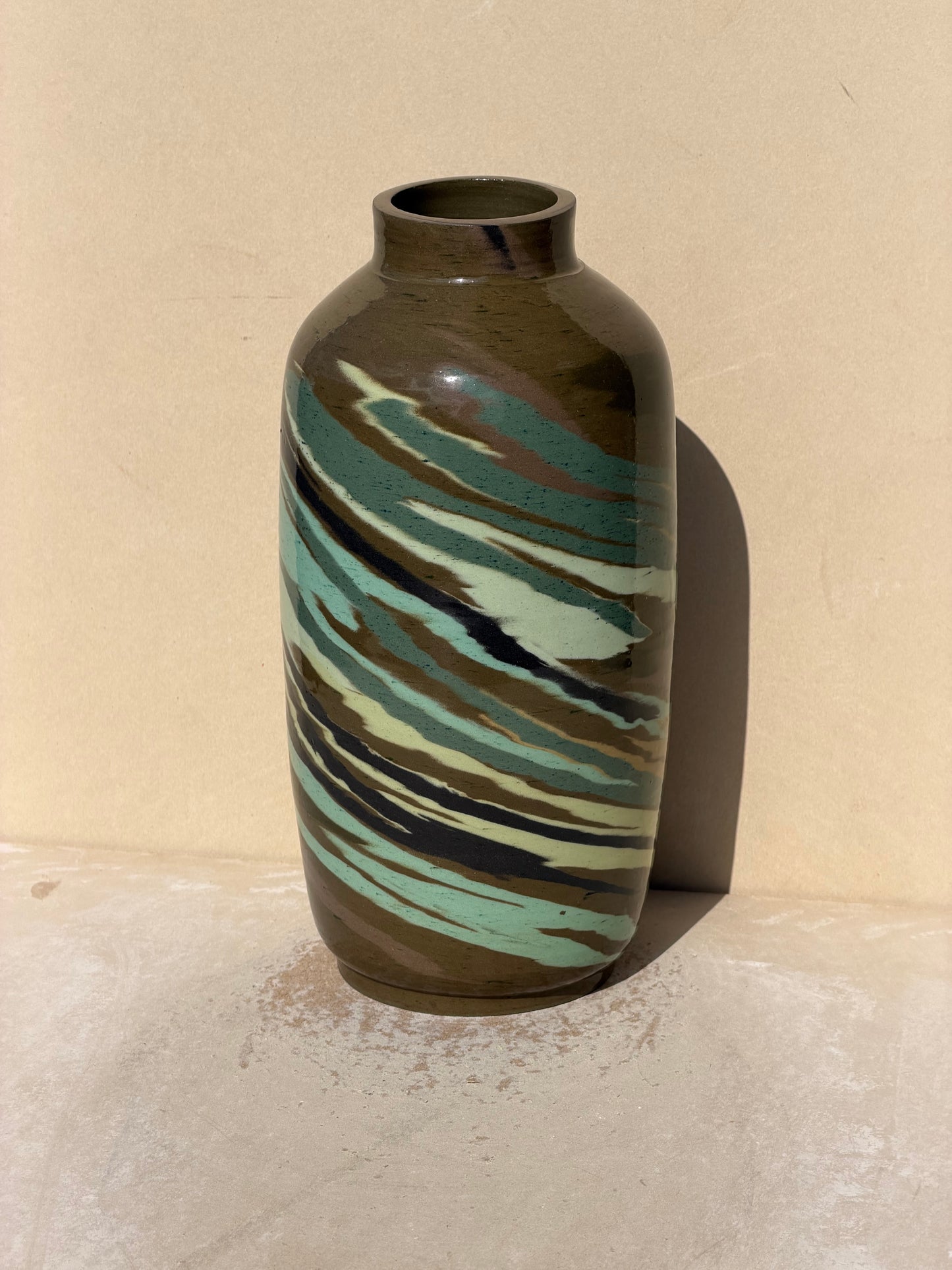 Green Carved Bottle