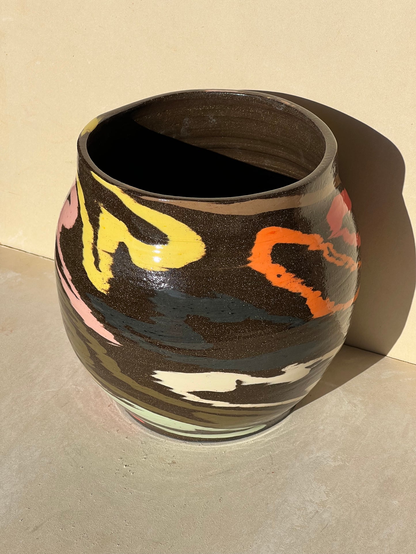 Multi-Colored Brown Vase