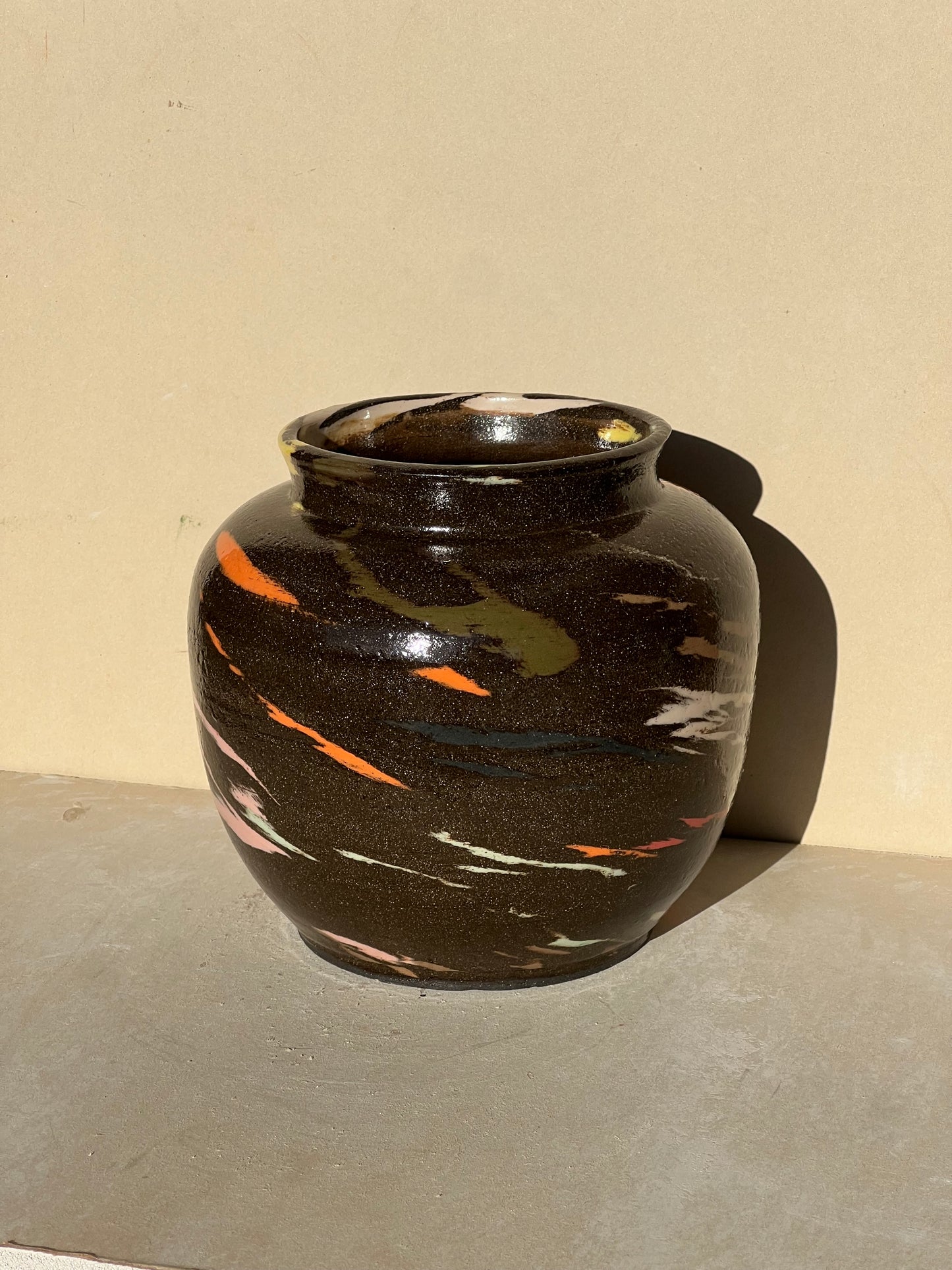 Multi-Colored Brown Vase