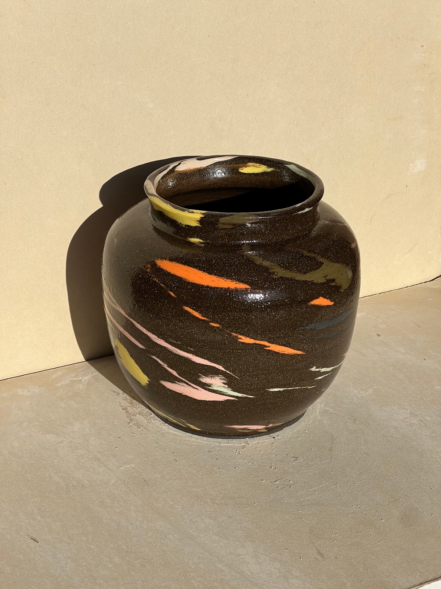 Multi-Colored Brown Vase