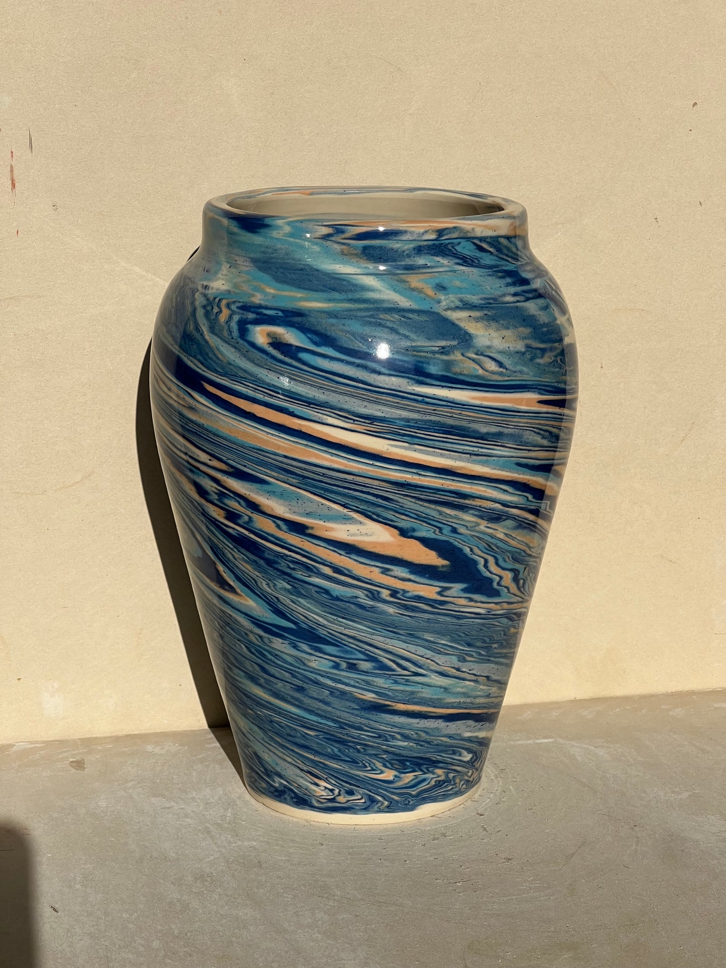 Sand and Sea Marbled Vase