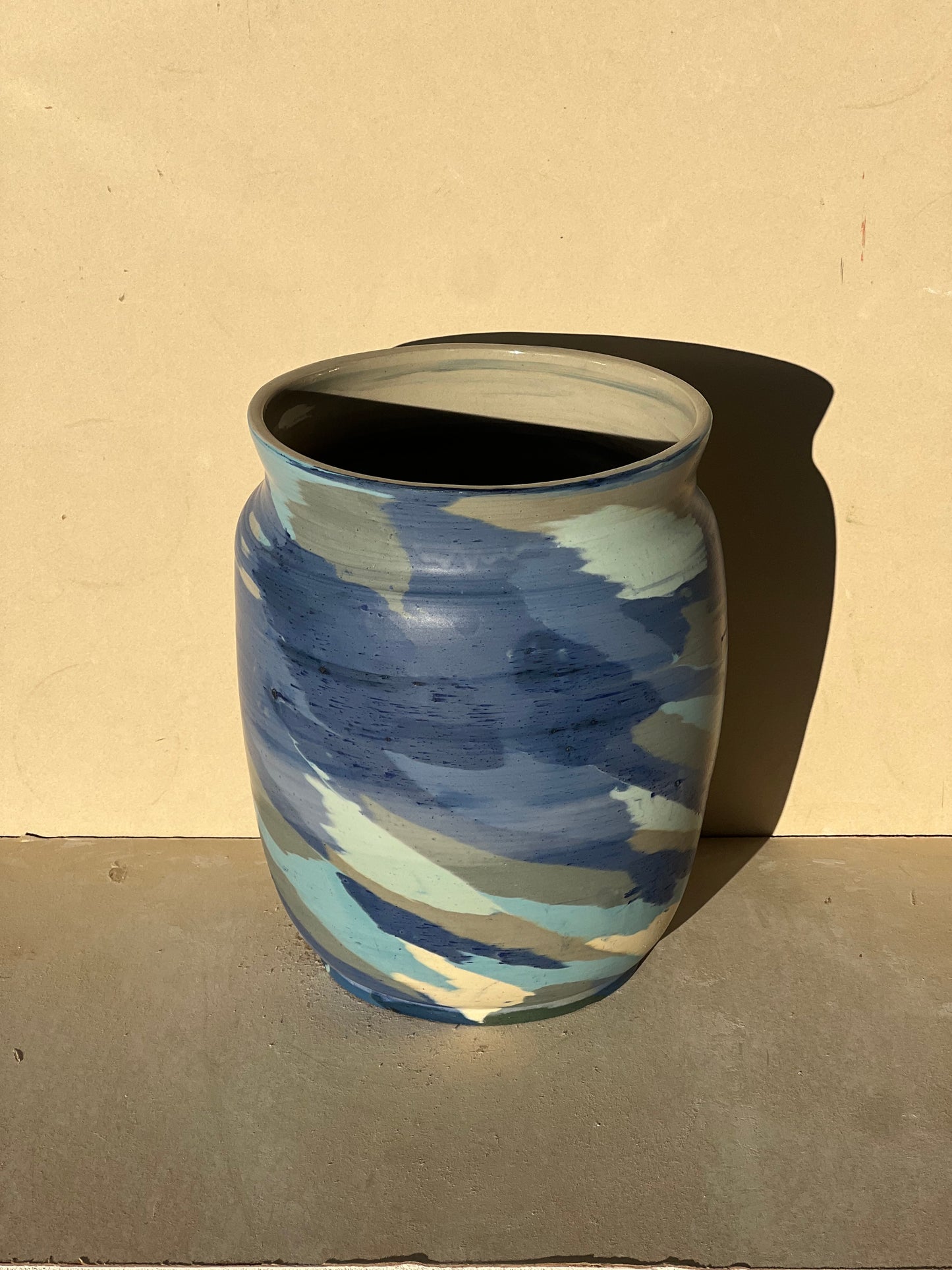 Large Blue/Green Matte Nerikomi Vase
