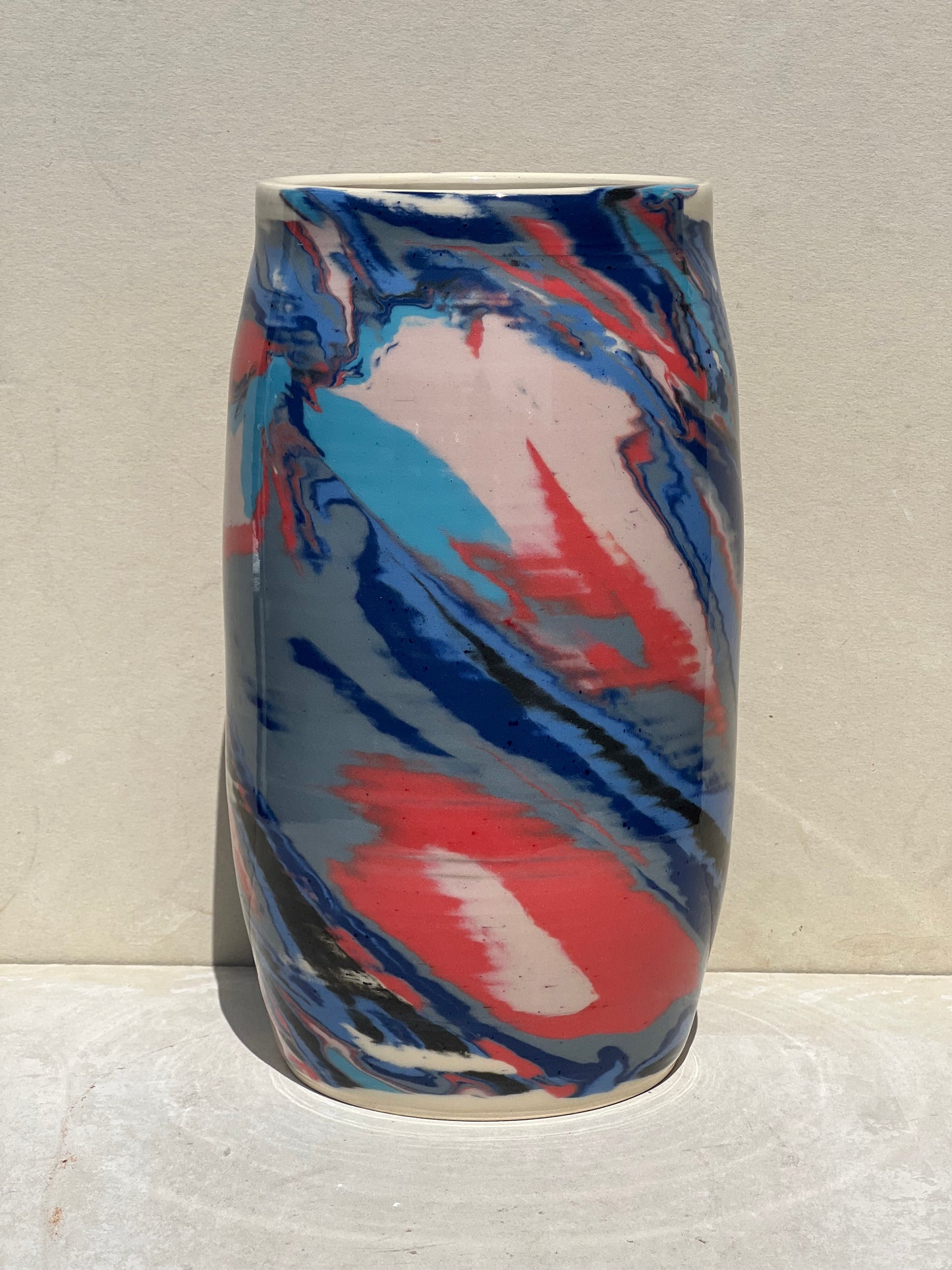 Blue and Red Nerikomi Vase