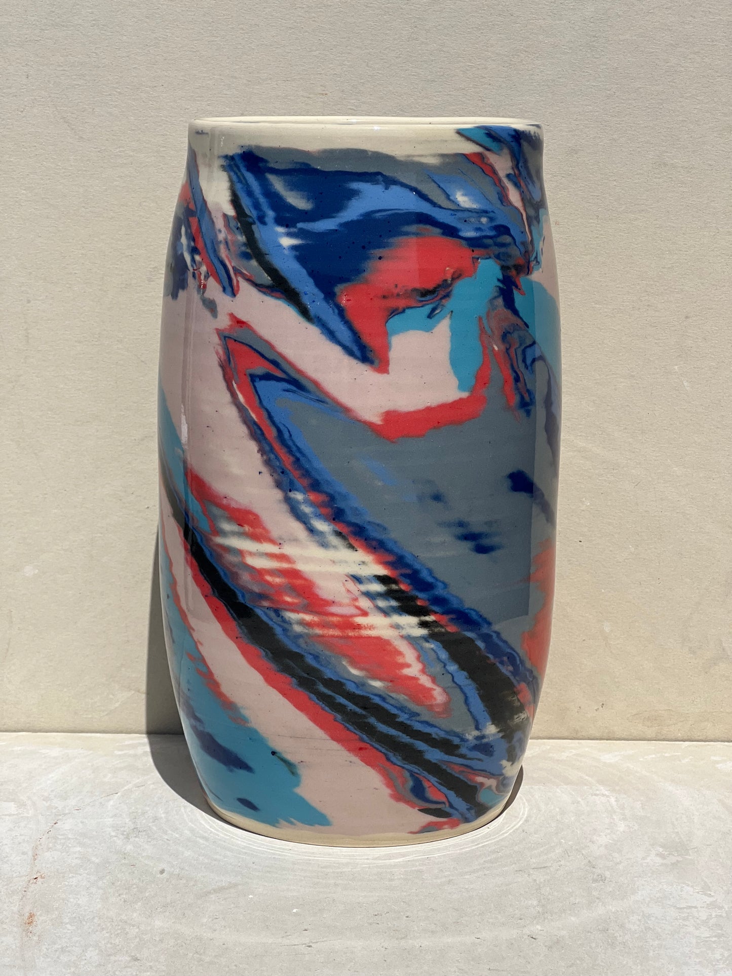 Blue and Red Nerikomi Vase