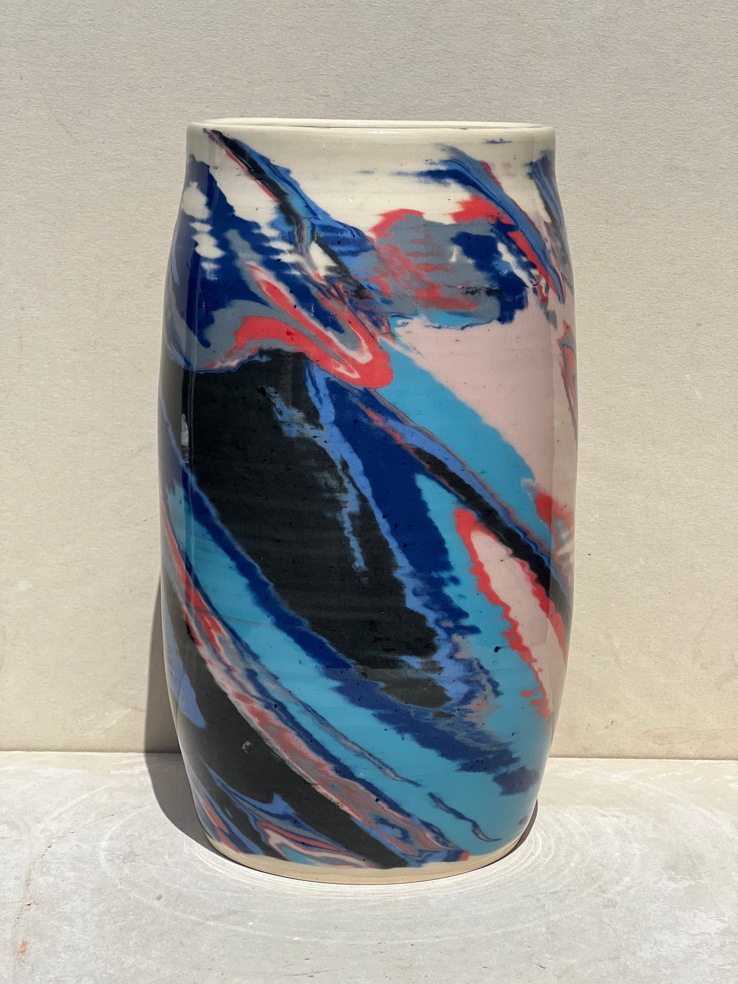 Blue and Red Nerikomi Vase