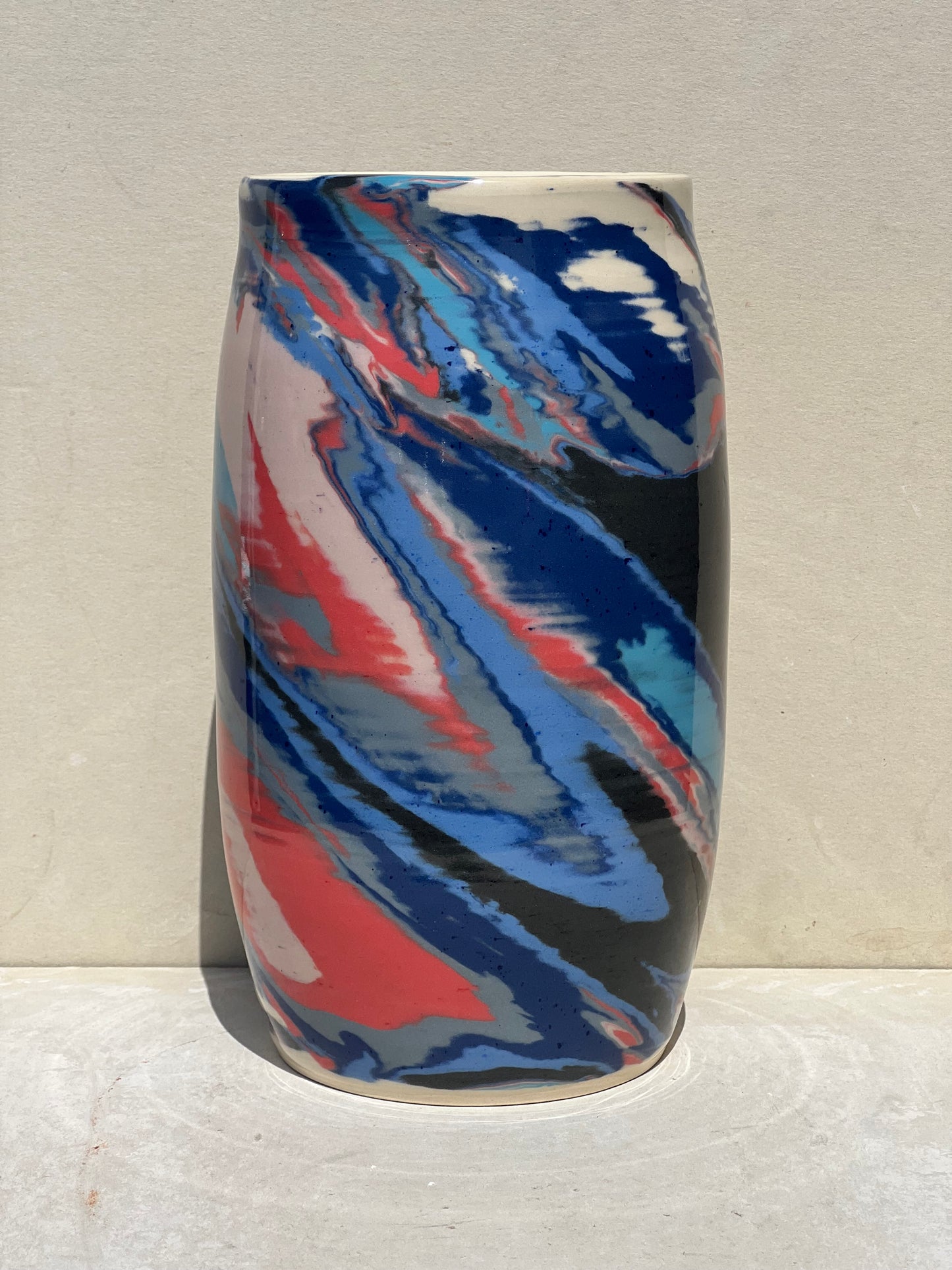Blue and Red Nerikomi Vase