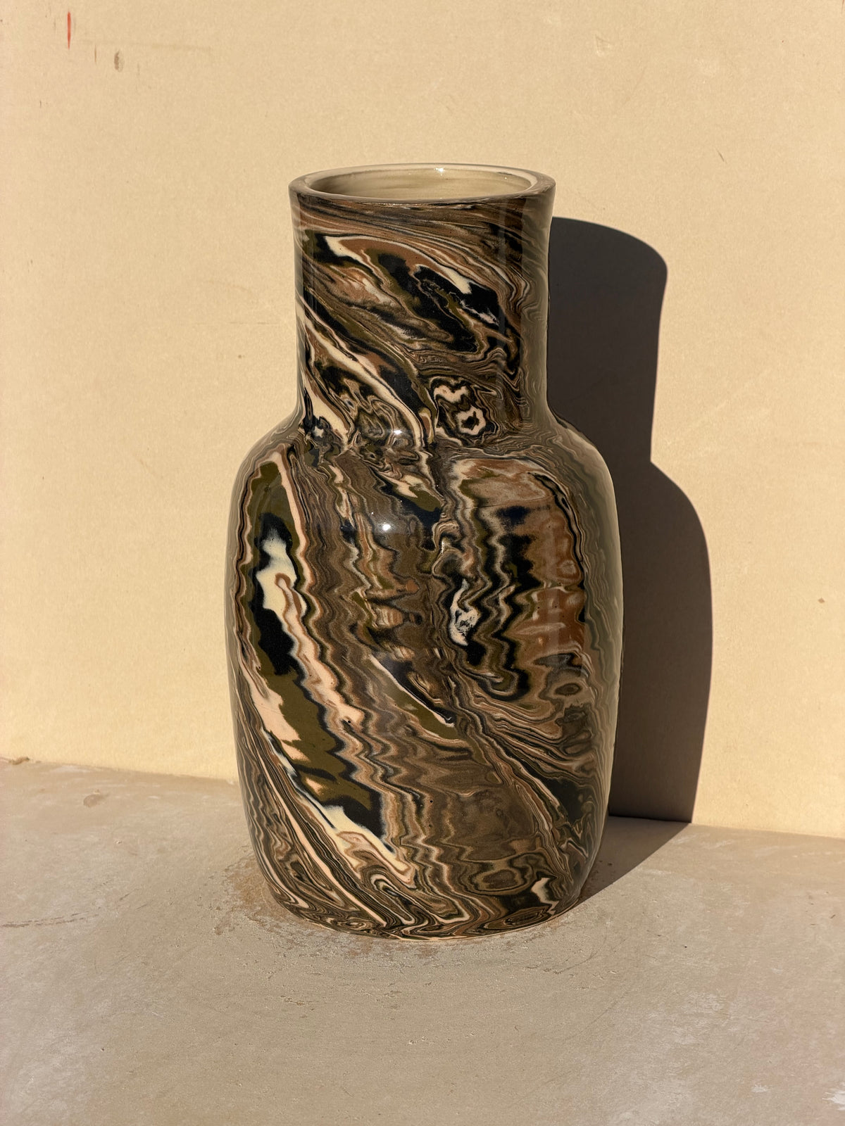 Brown green marbled vase