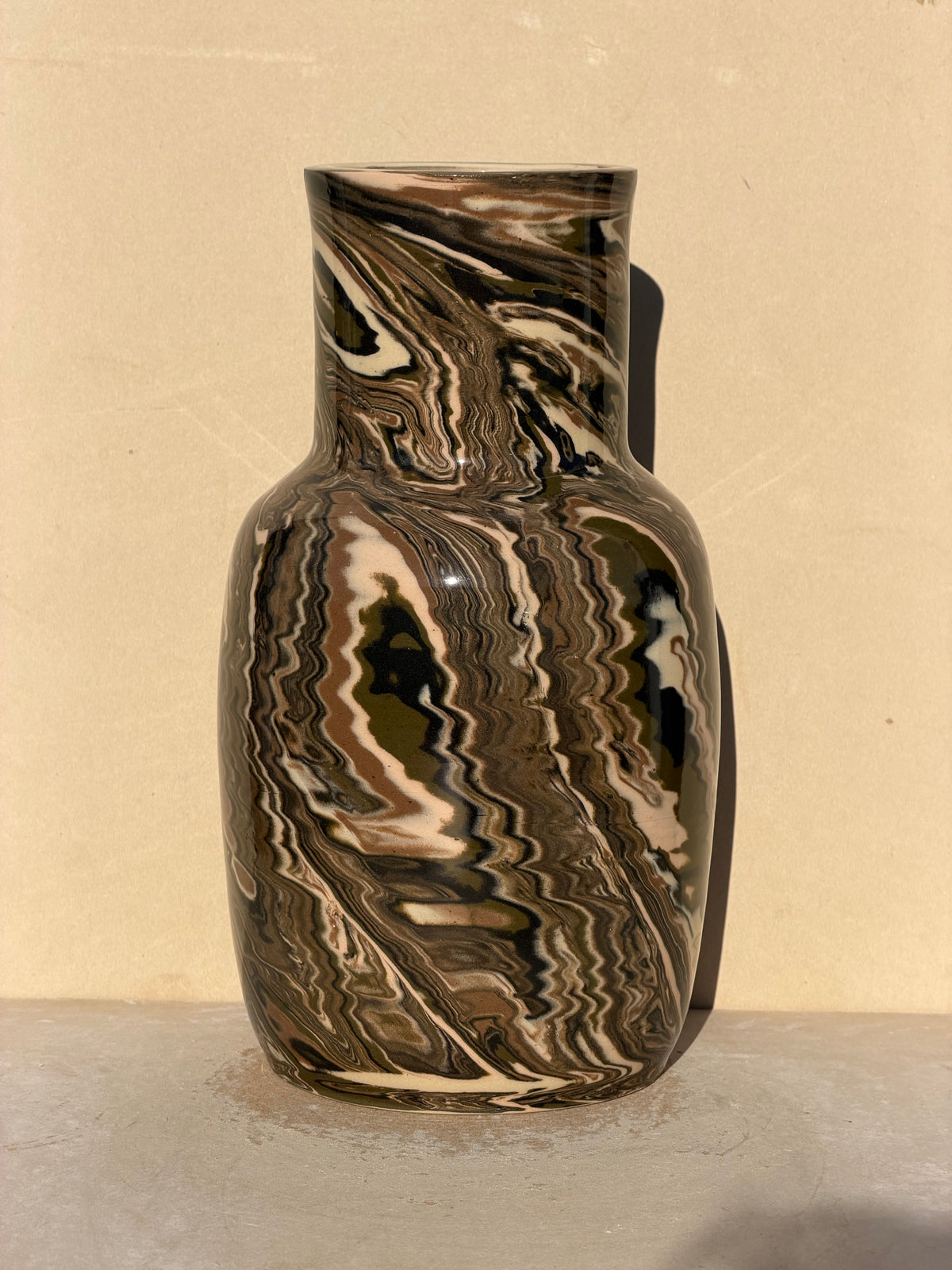 Brown green marbled vase
