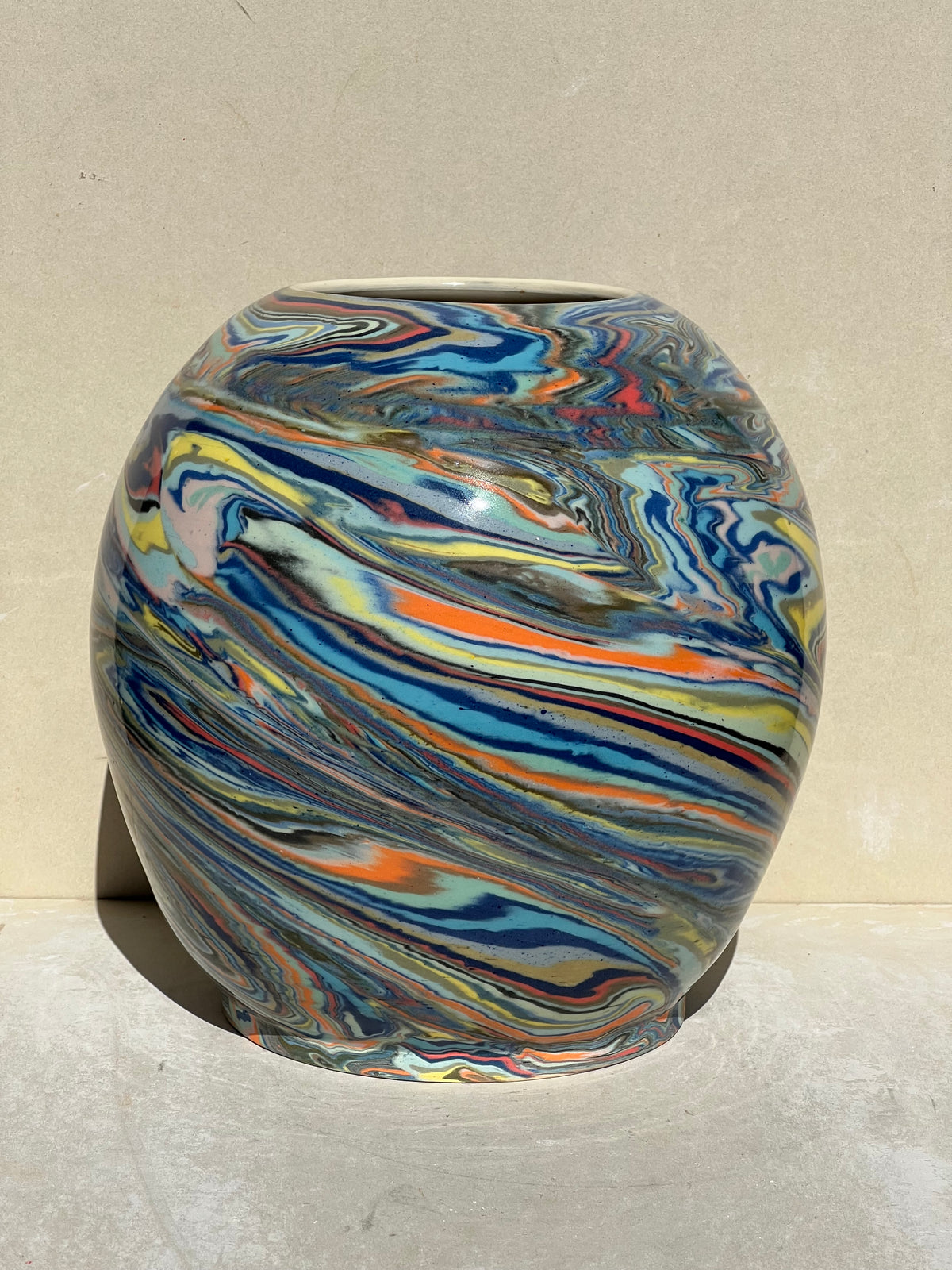 Multi Colored Marbled Vase