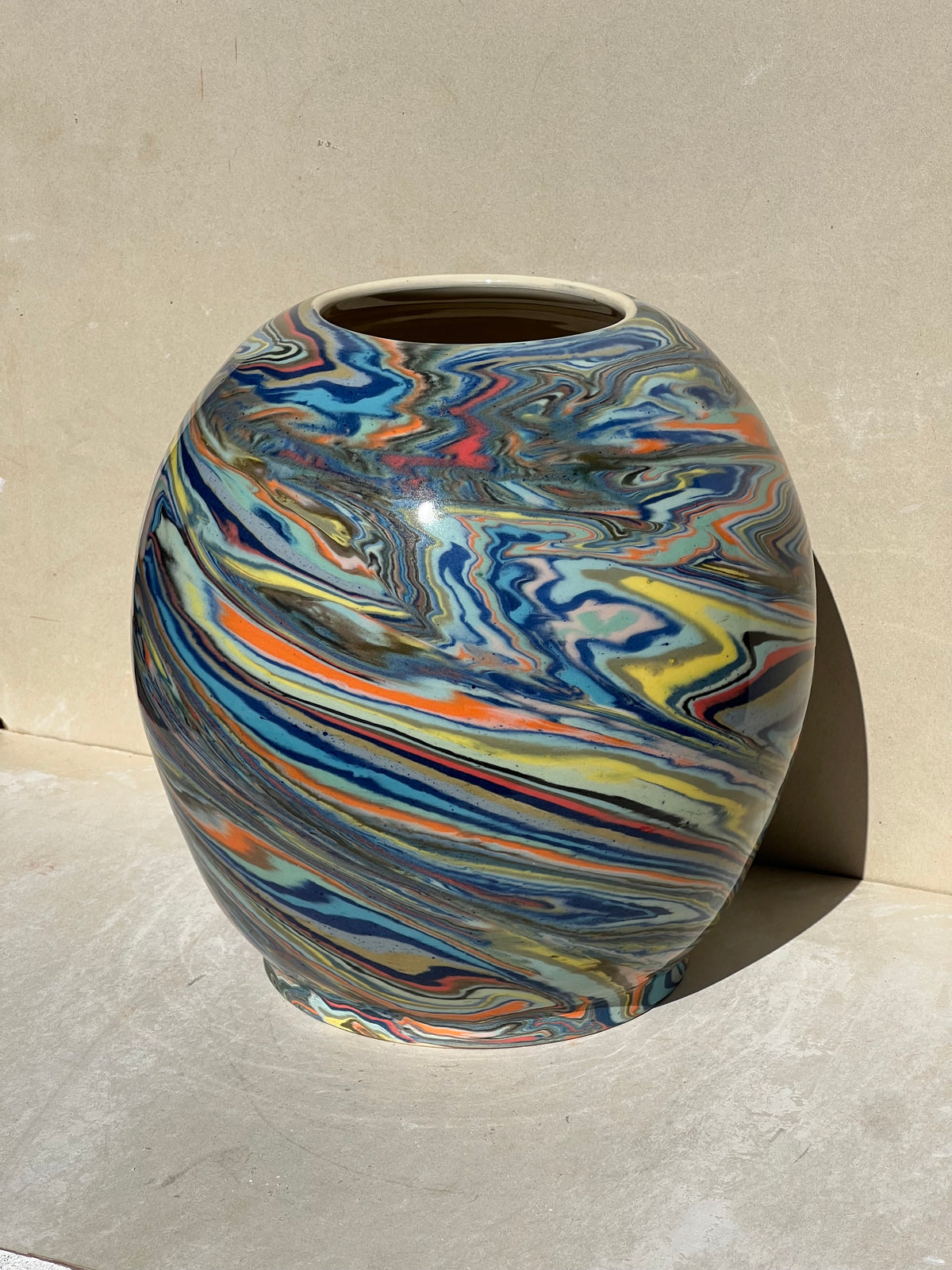 Multi Colored Marbled Vase