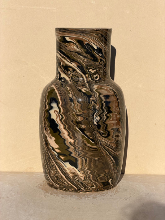 Brown green marbled vase
