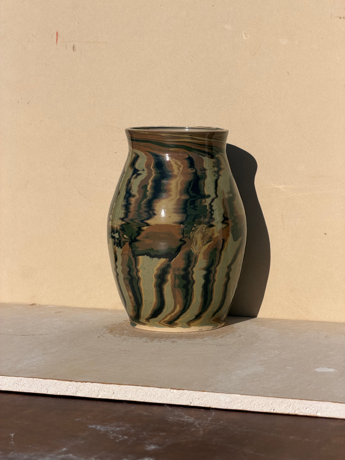 Green Nerikomi vase