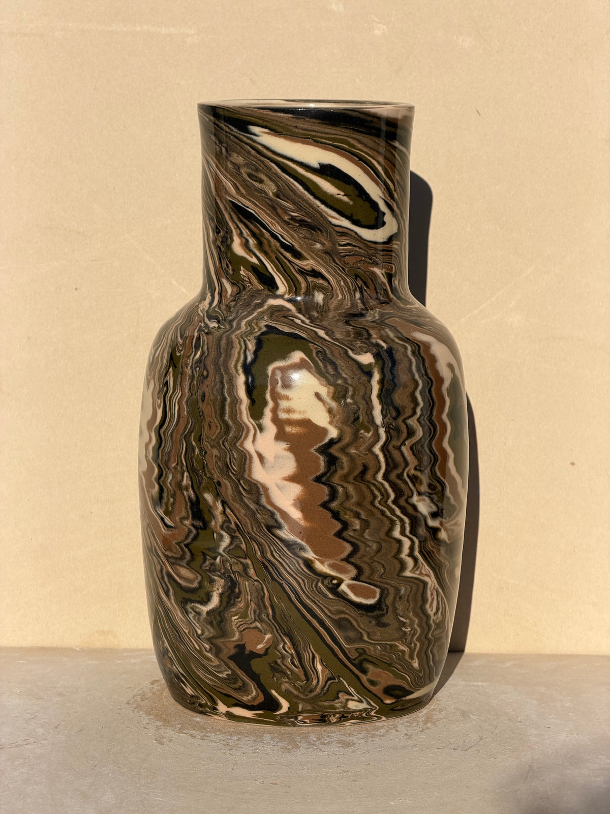 Brown green marbled vase