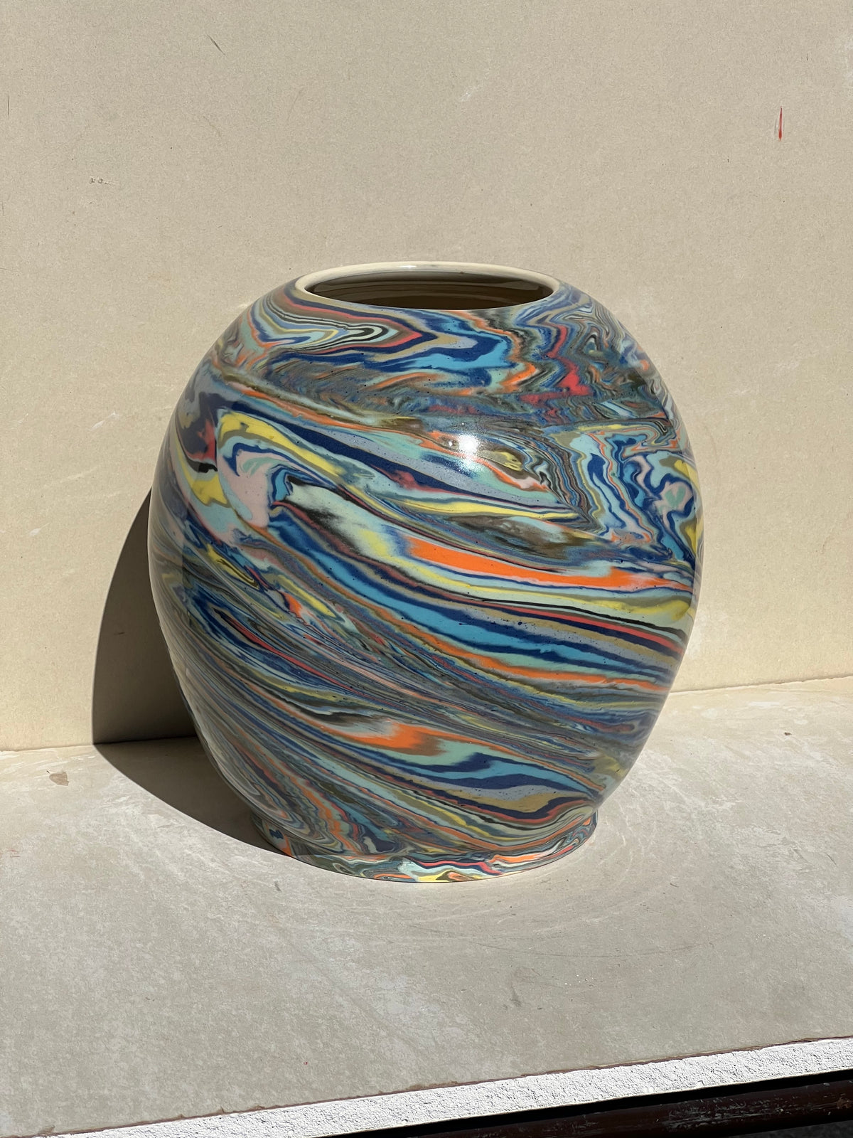 Multi Colored Marbled Vase
