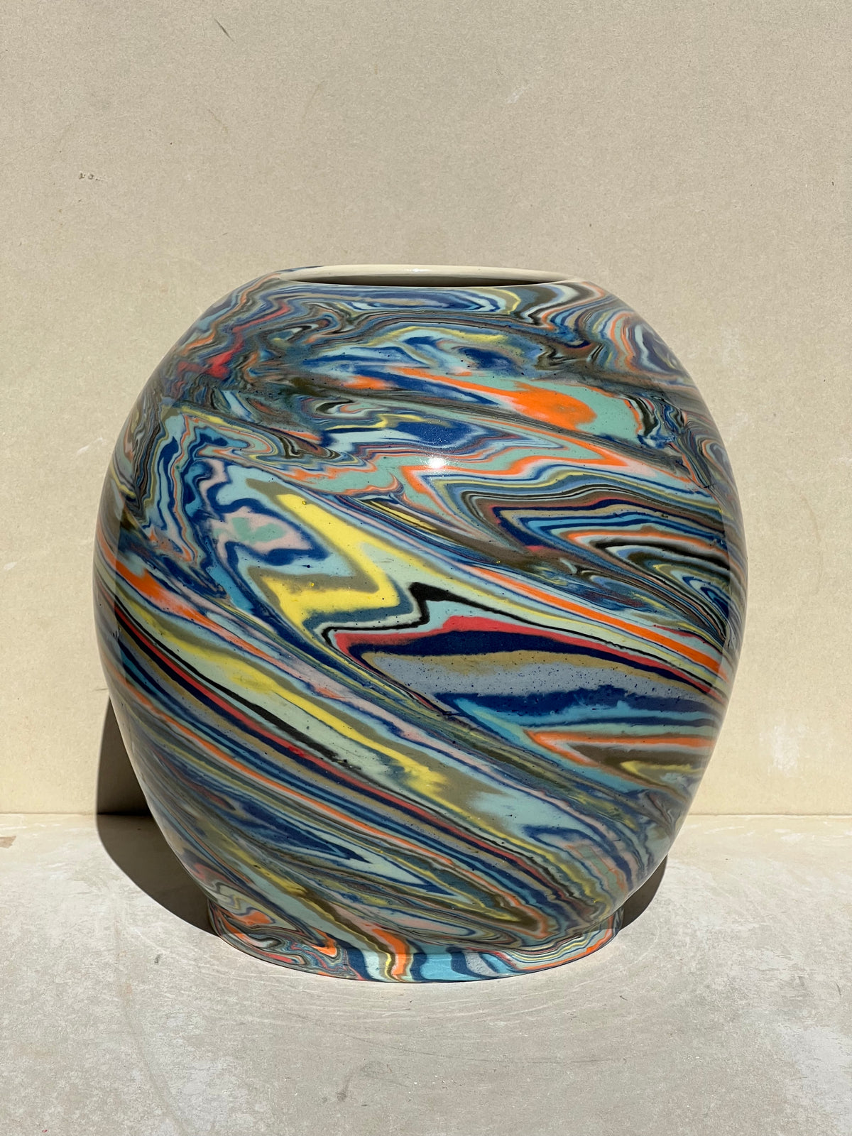 Multi Colored Marbled Vase