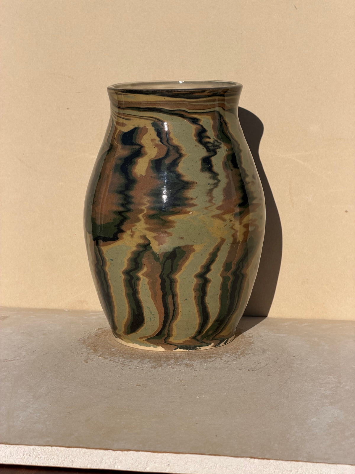 Green Nerikomi vase