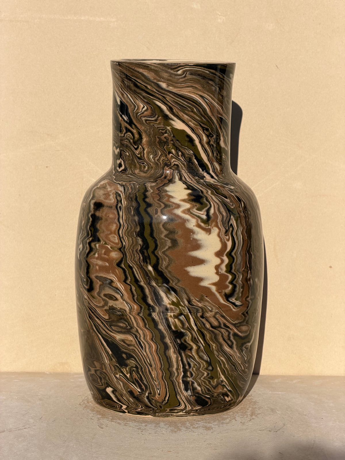 Brown green marbled vase