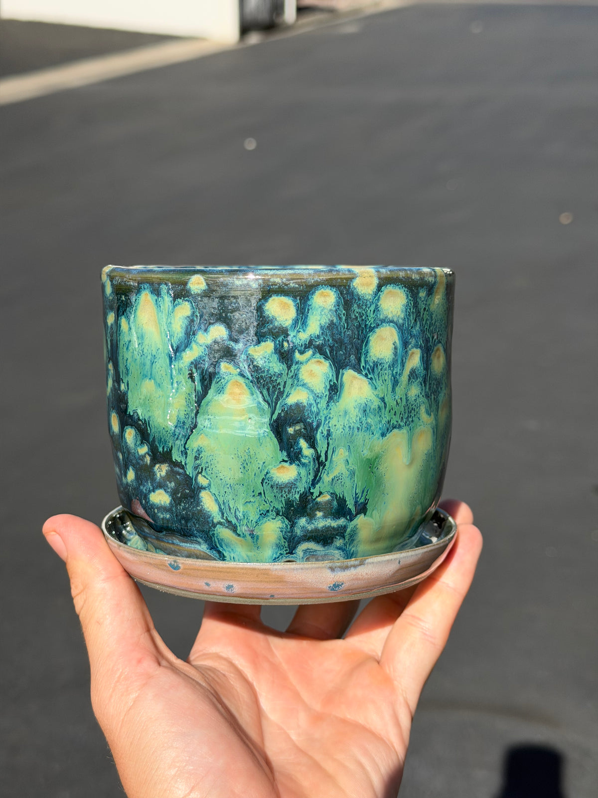 Green Speckled Planter