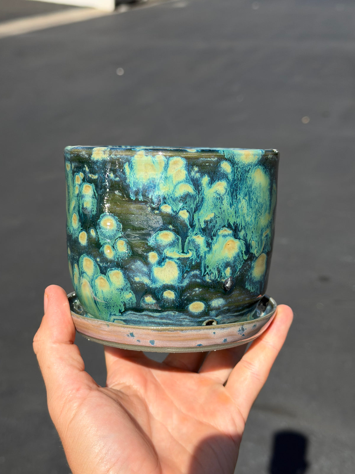 Green Speckled Planter