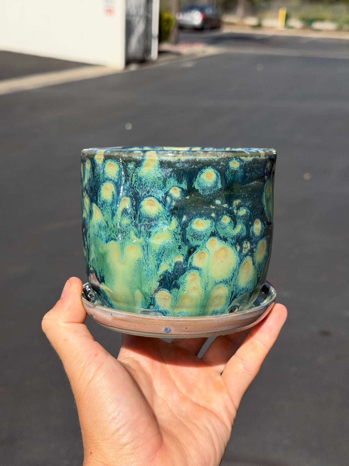 Green Speckled Planter