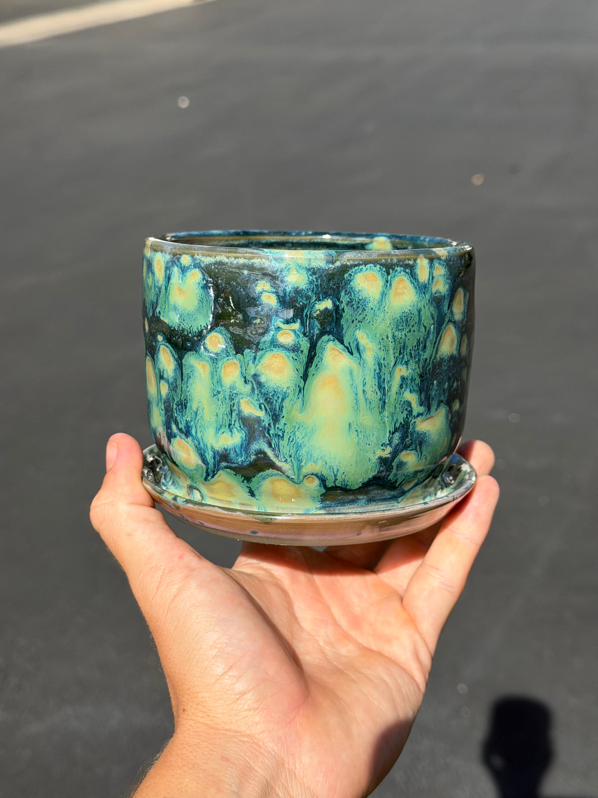 Green Speckled Planter