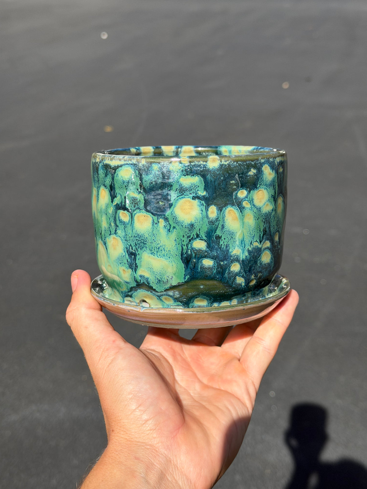 Green Speckled Planter