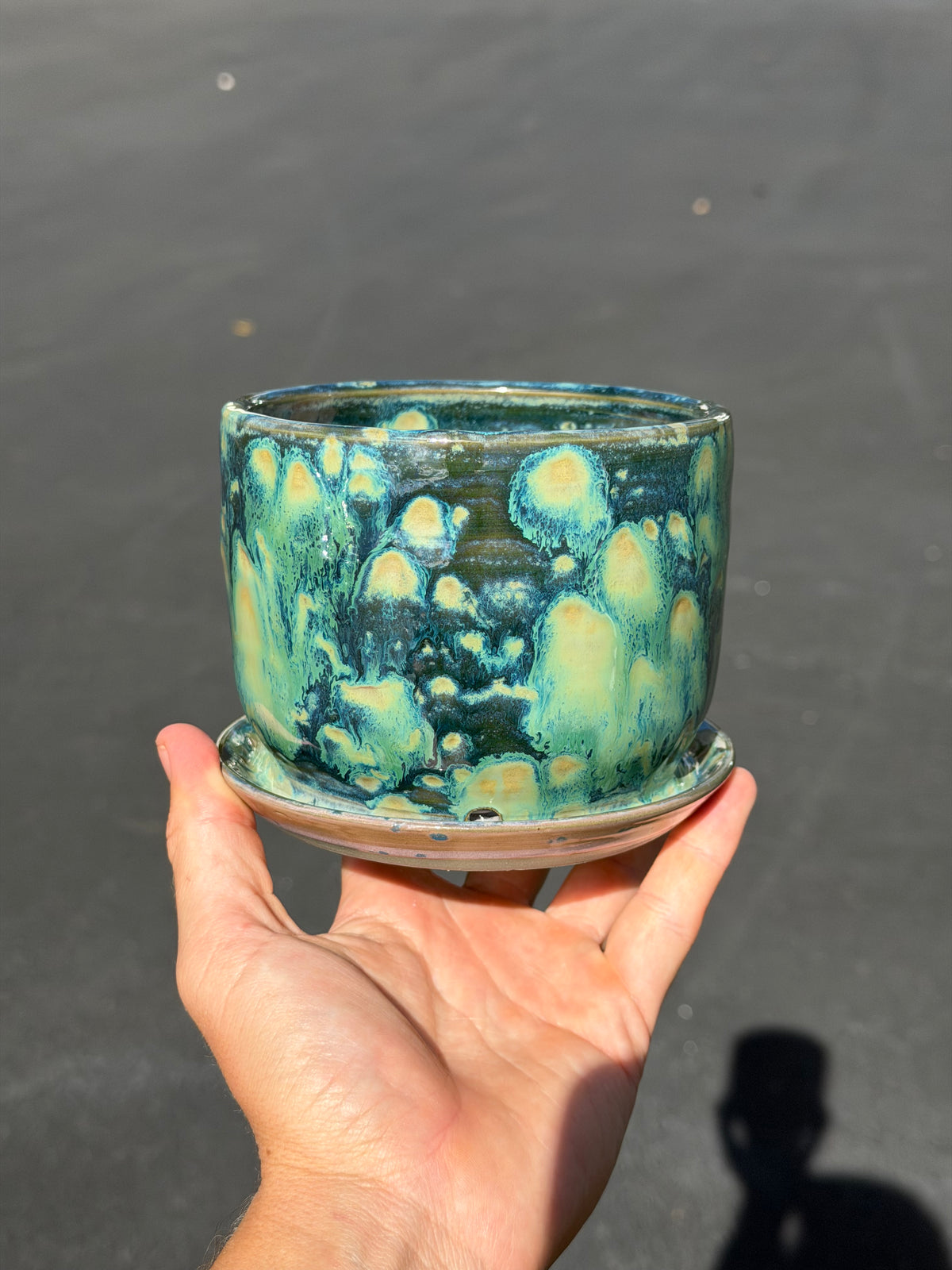 Green Speckled Planter