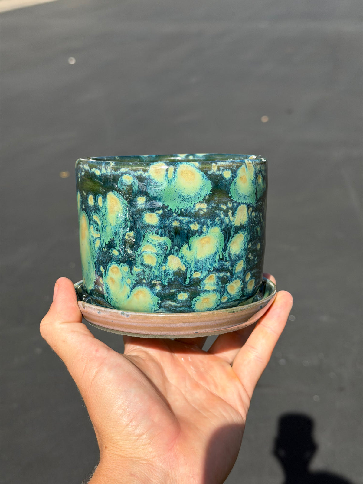 Green Speckled Planter
