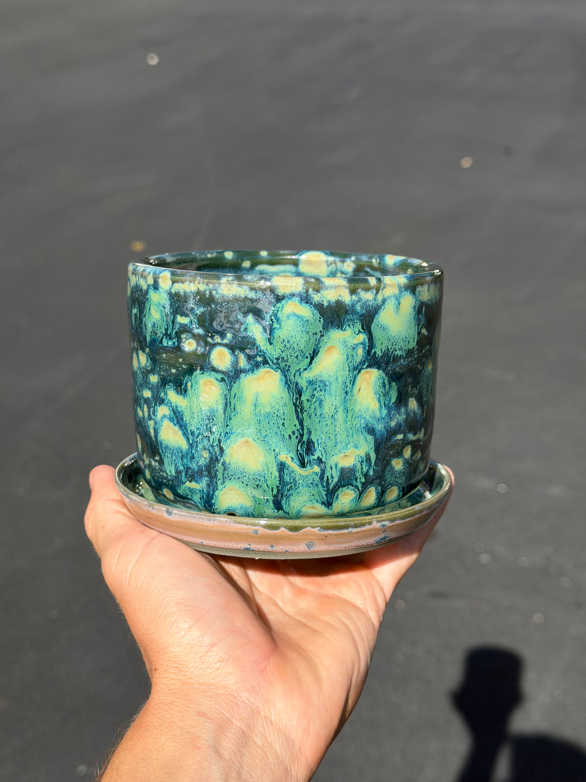 Green Speckled Planter