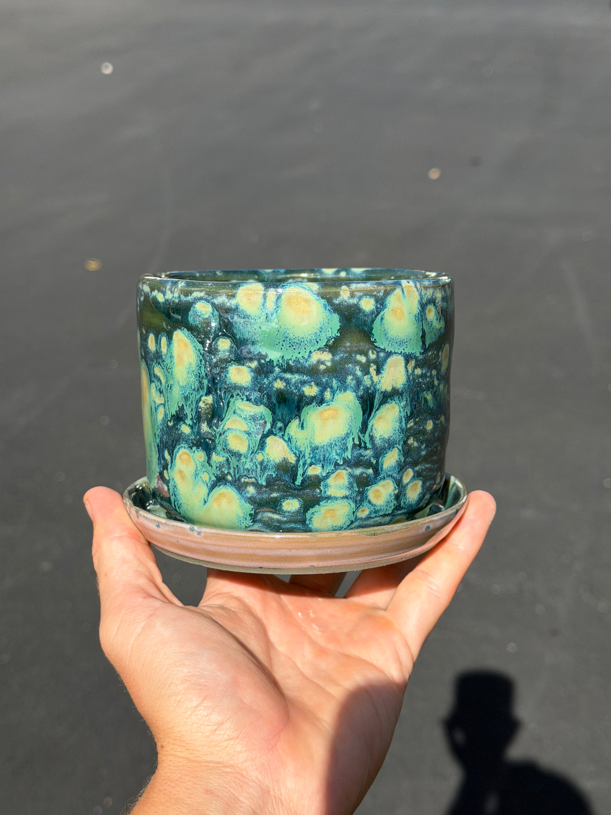 Green Speckled Planter