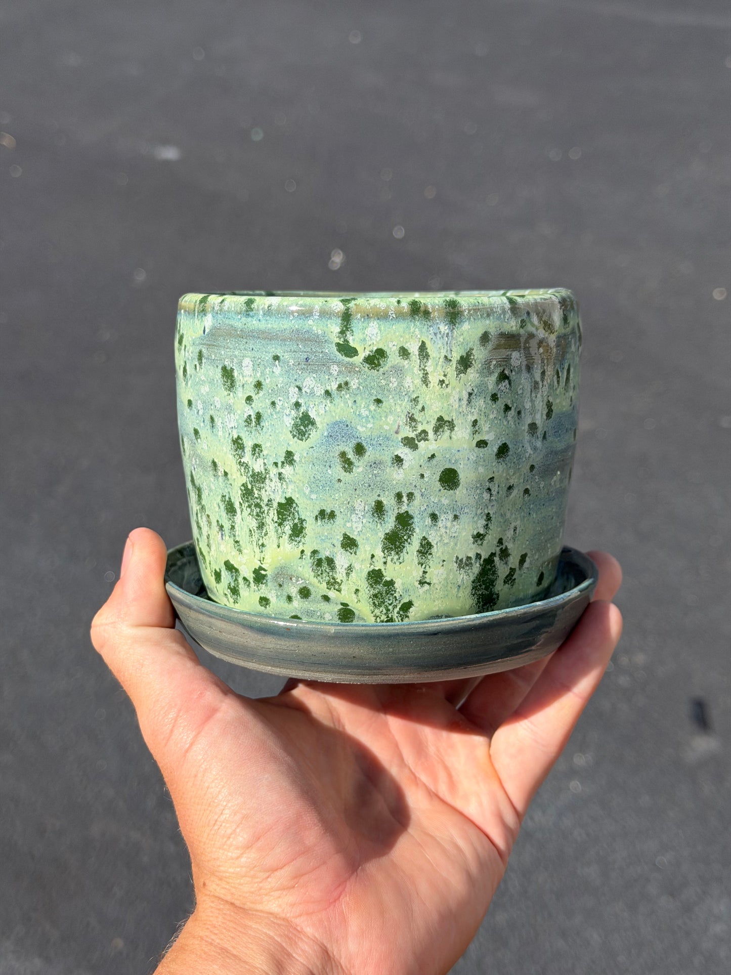Green Speckled Planter