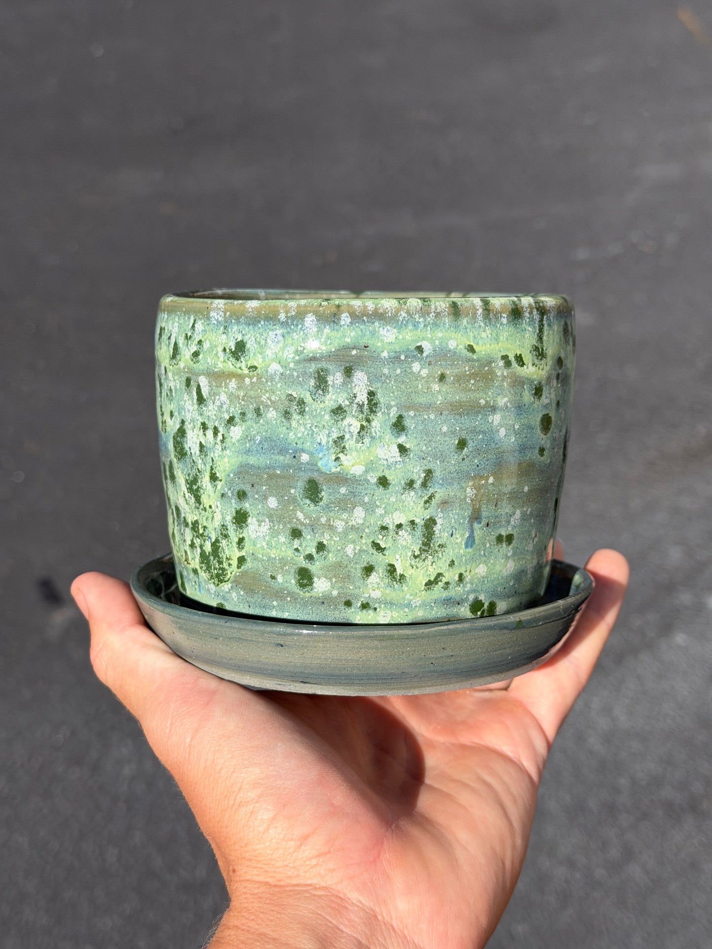 Green Speckled Planter