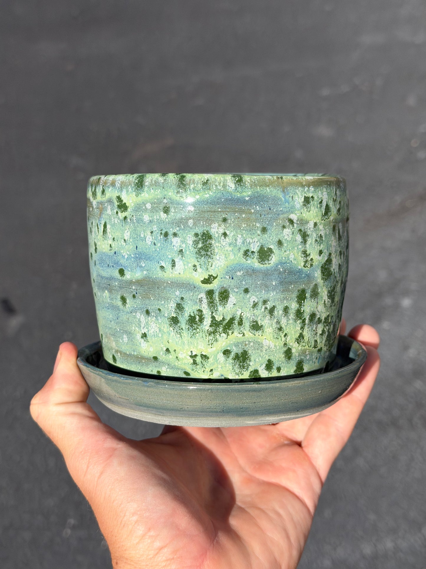 Green Speckled Planter