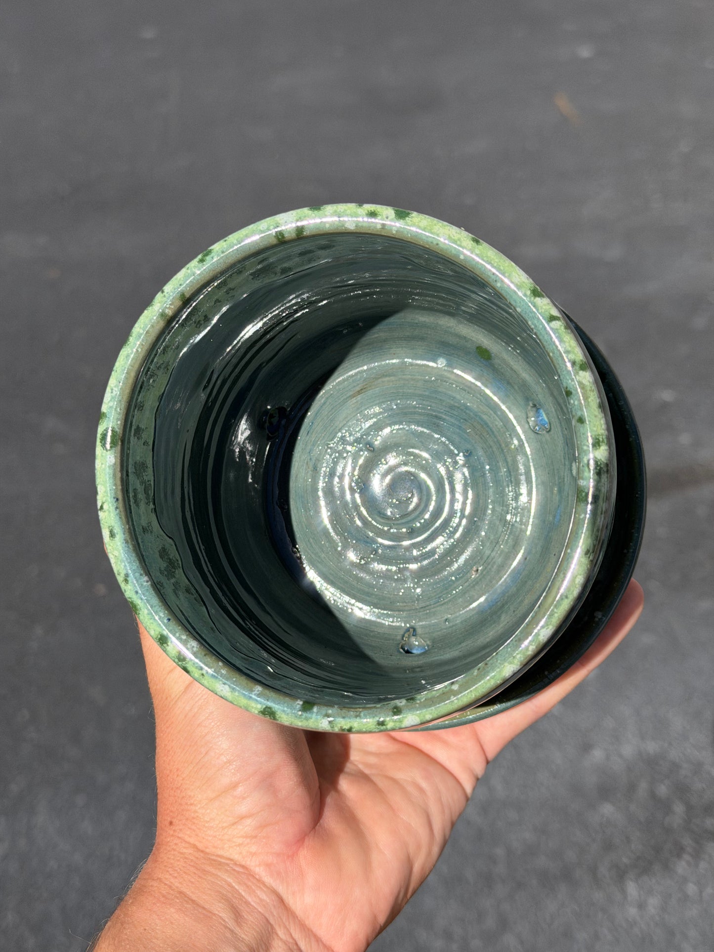 Green Speckled Planter